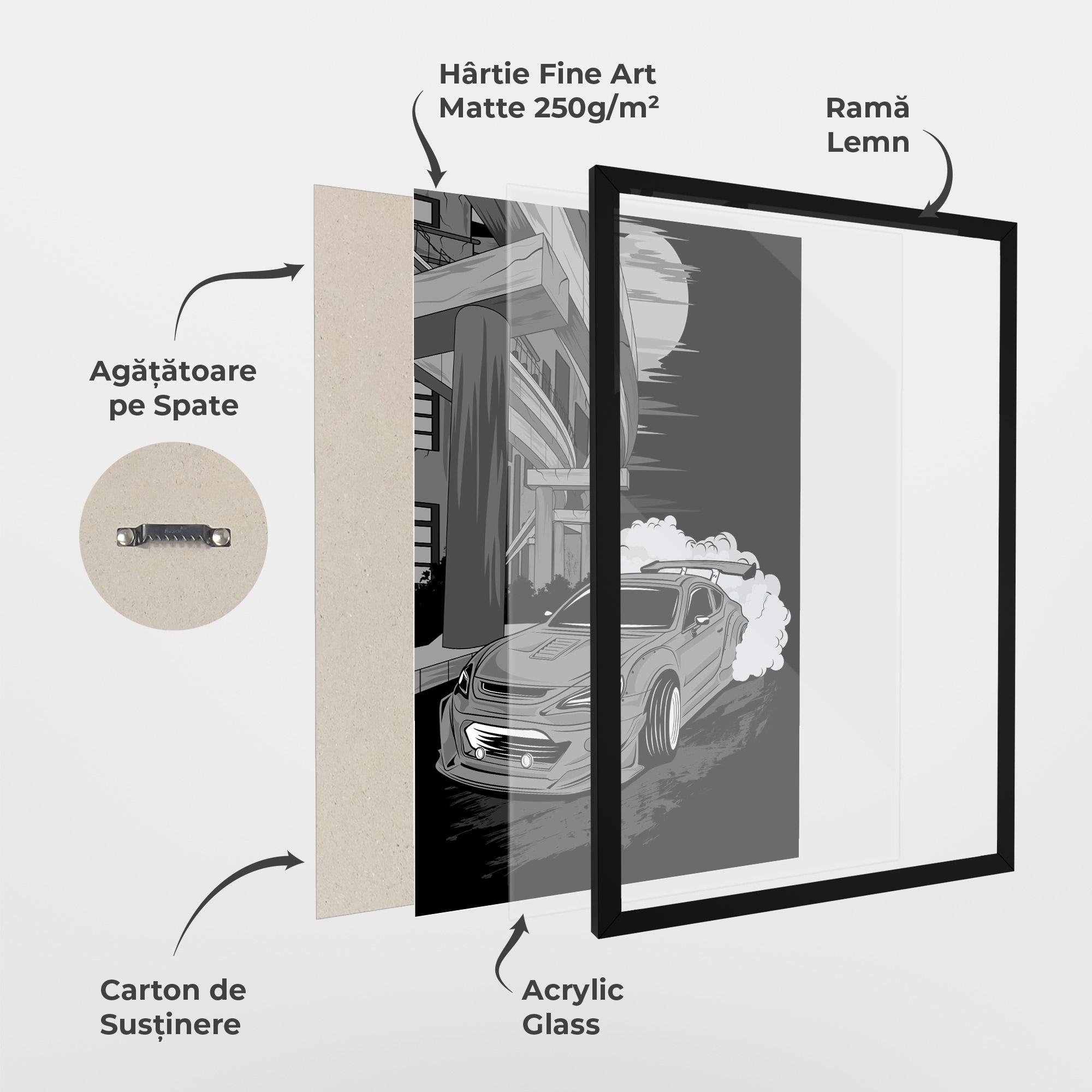 Poster Înrămat Grey Cool Car mockup 1