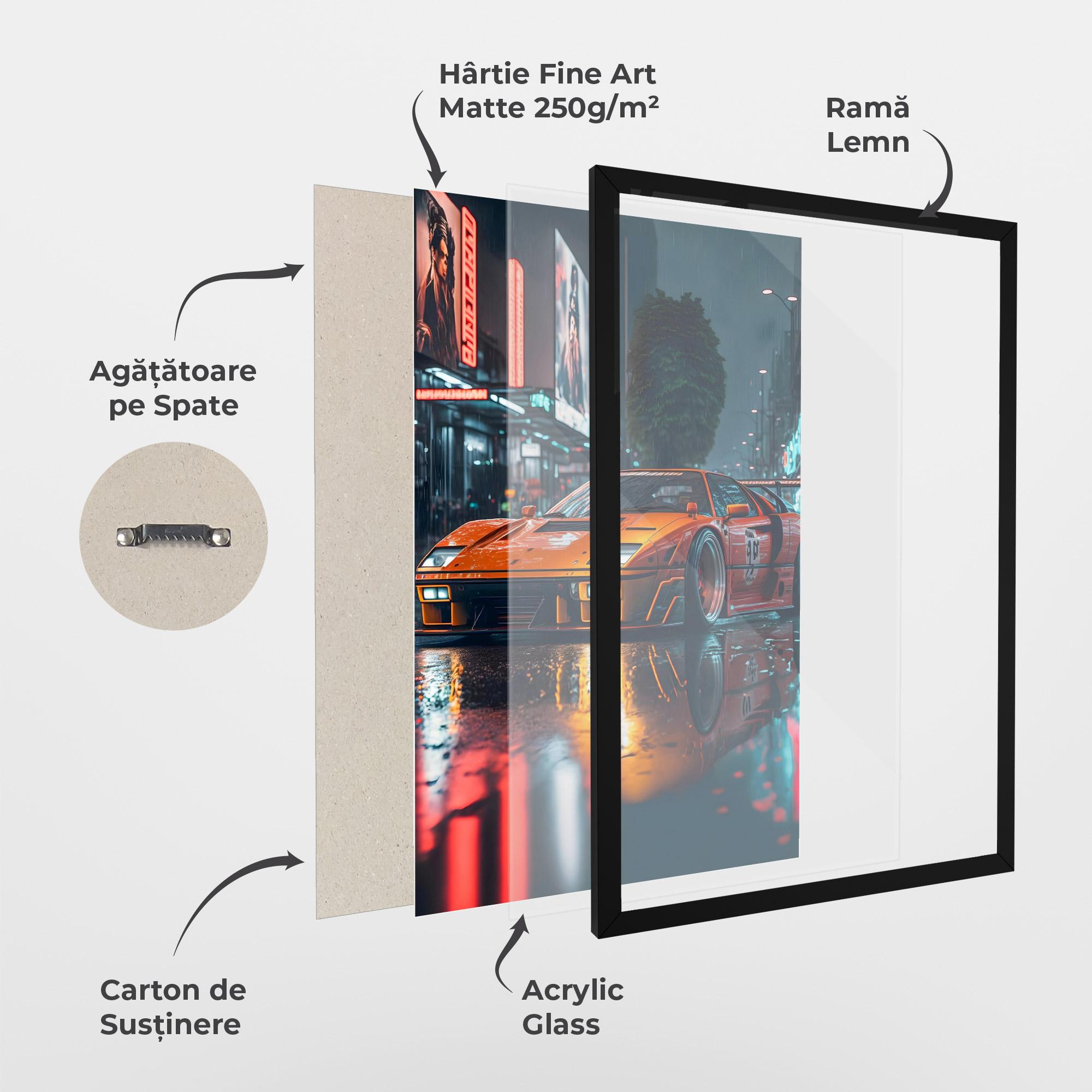 Poster Înrămat Orange Super Car mockup 1