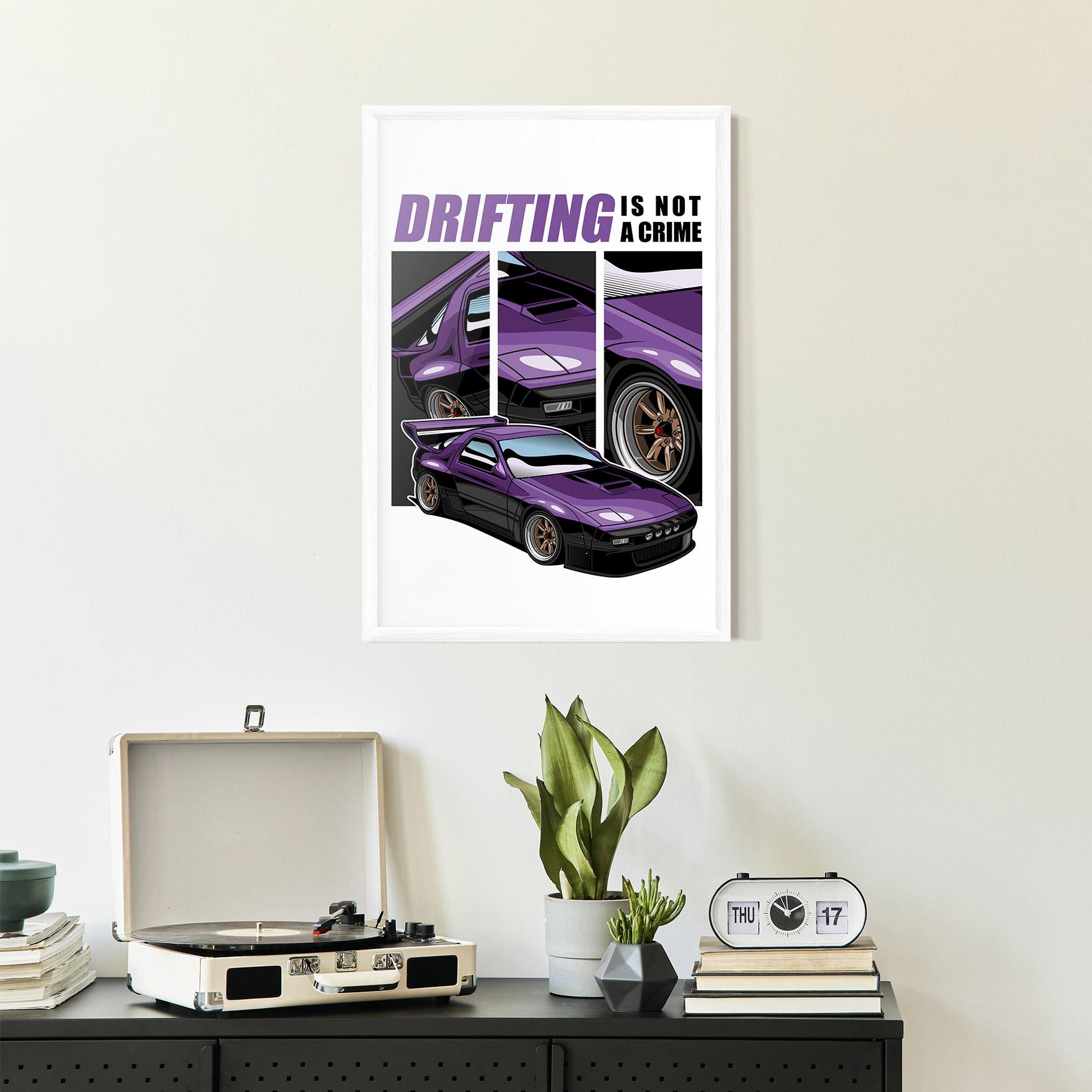 Poster Înrămat Drift Purple Car mockup 2