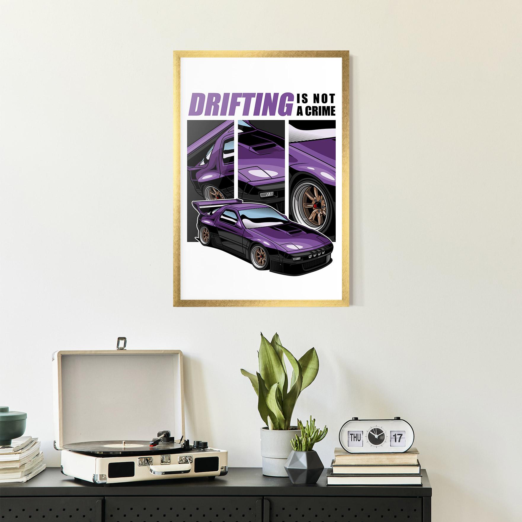 Poster Înrămat Drift Purple Car mockup 2