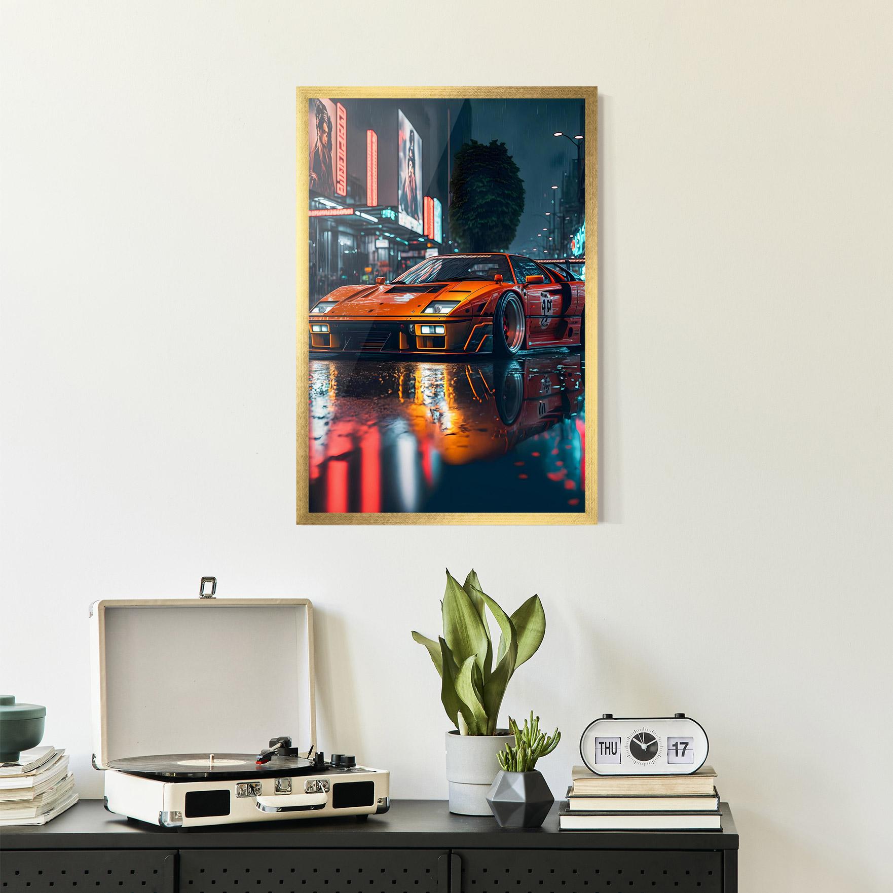 Poster Înrămat Orange Super Car mockup 2