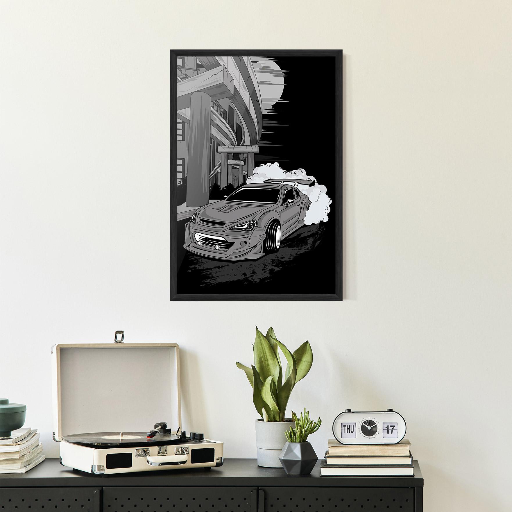 Poster Înrămat Grey Cool Car mockup 2