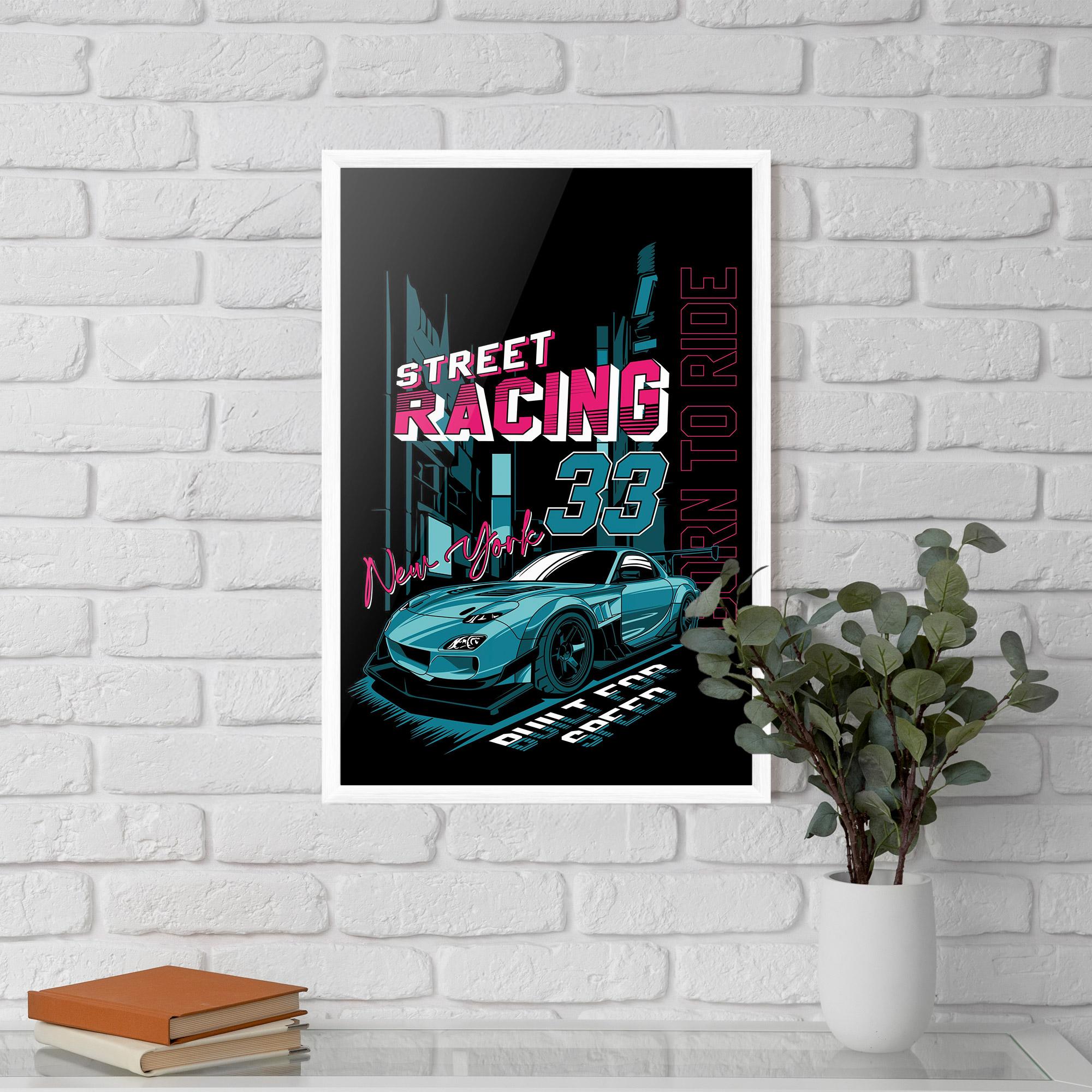 Poster Înrămat Blue Born To Ride mockup 5