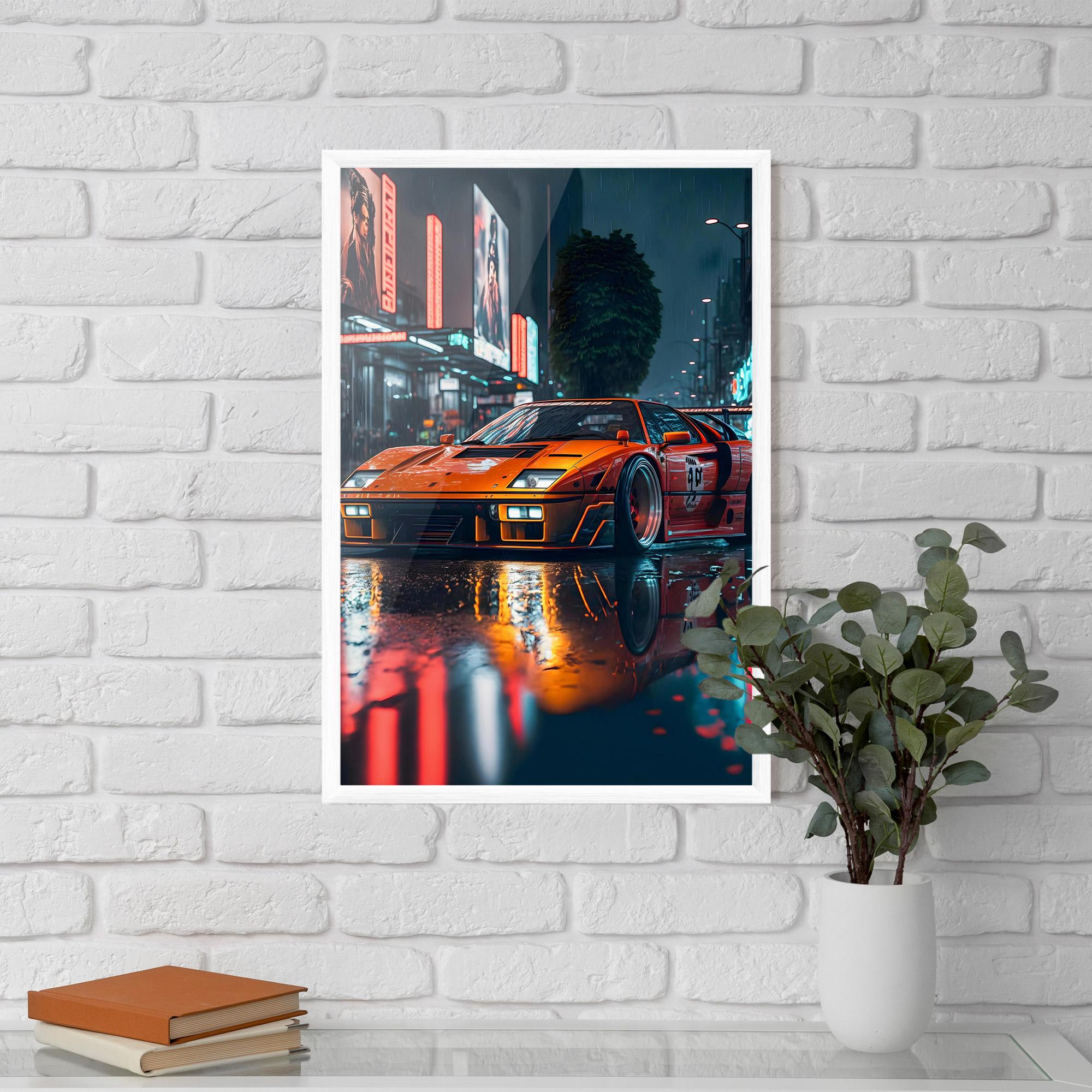 Poster Înrămat Orange Super Car mockup 5