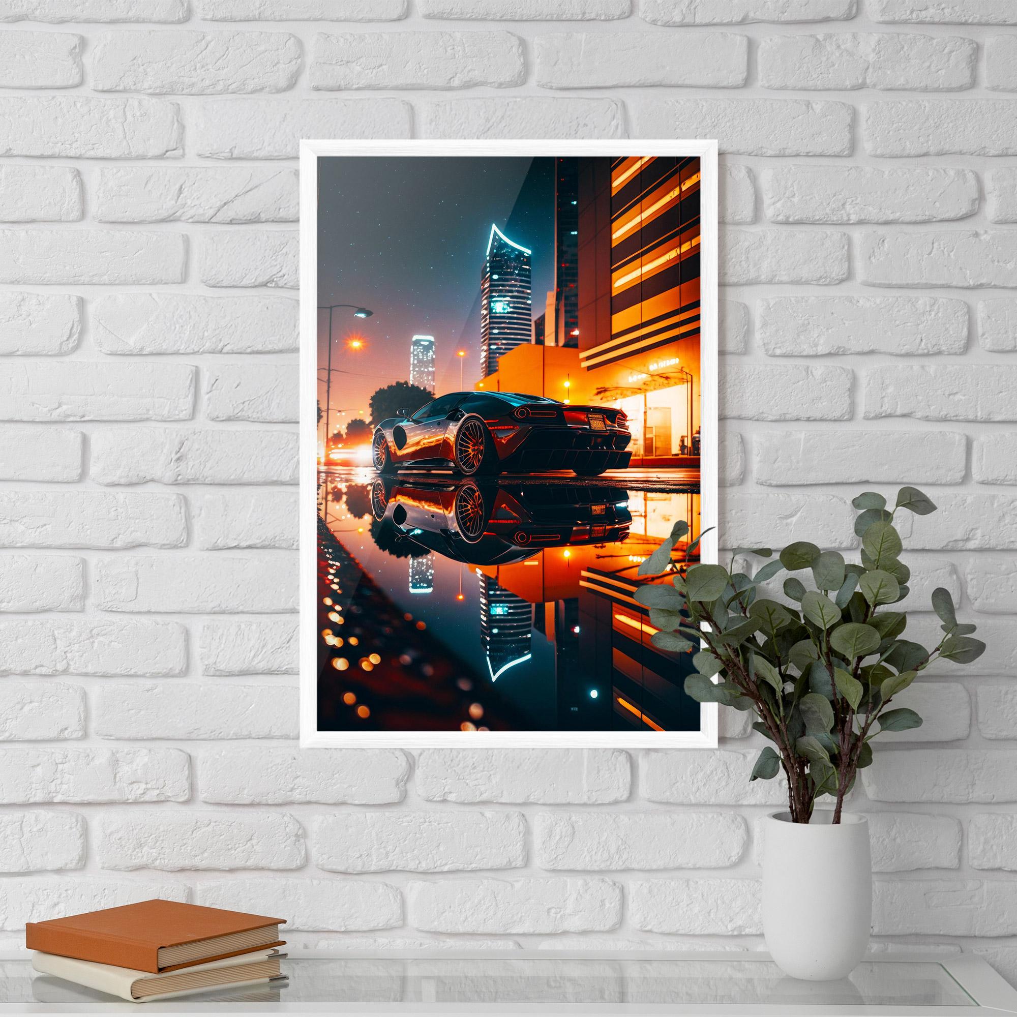 Poster Înrămat Rainy Sport Car mockup 5