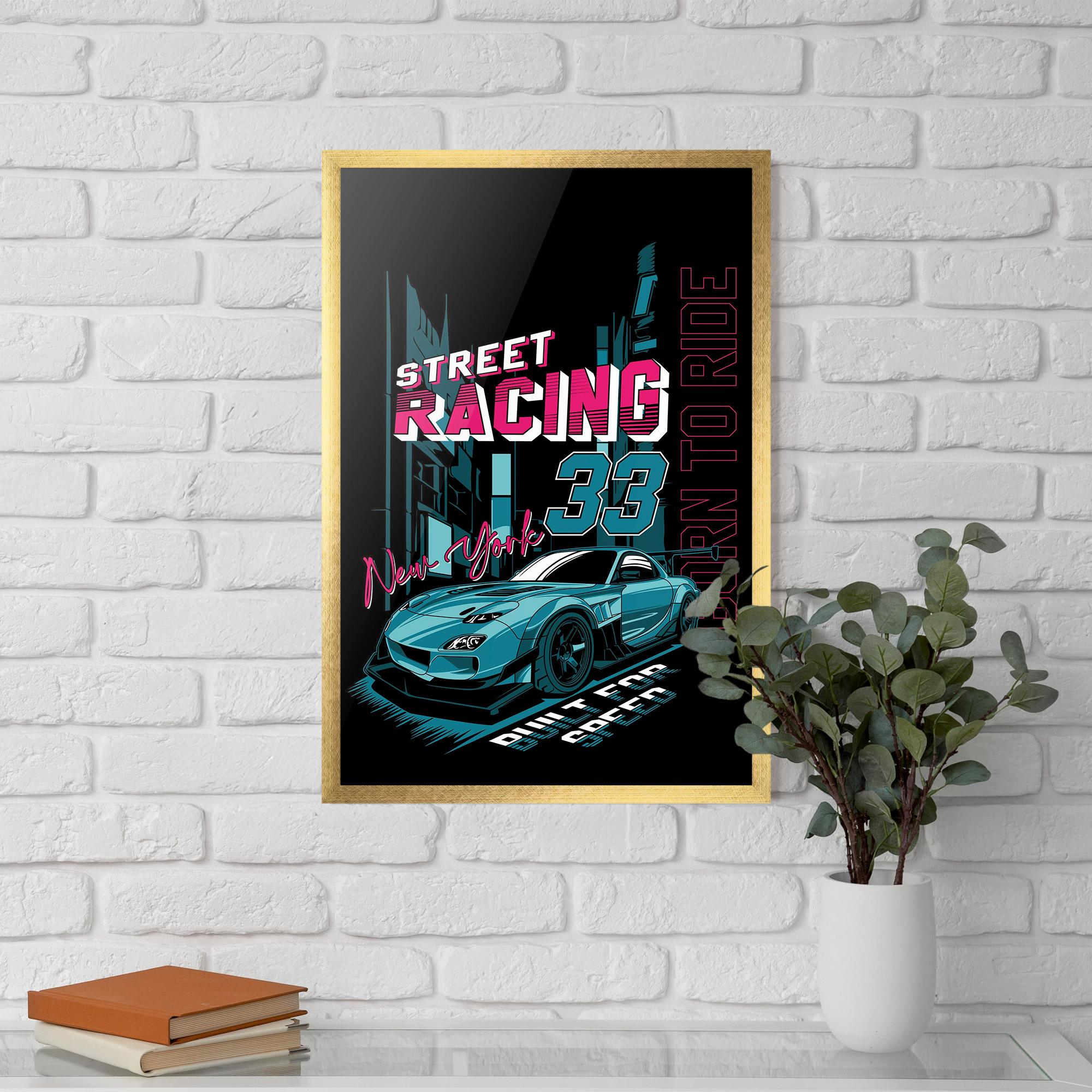 Poster Înrămat Blue Born To Ride mockup 5