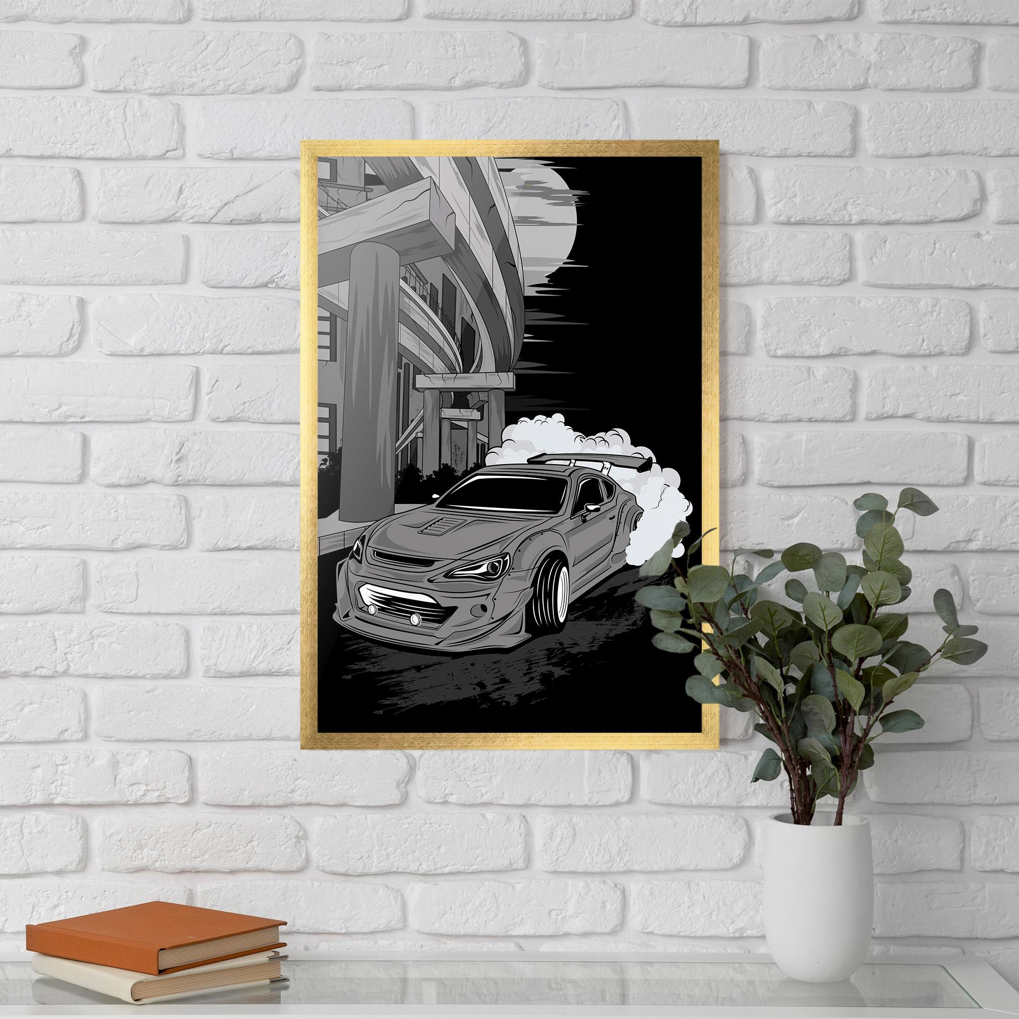 Poster Înrămat Grey Cool Car mockup 5