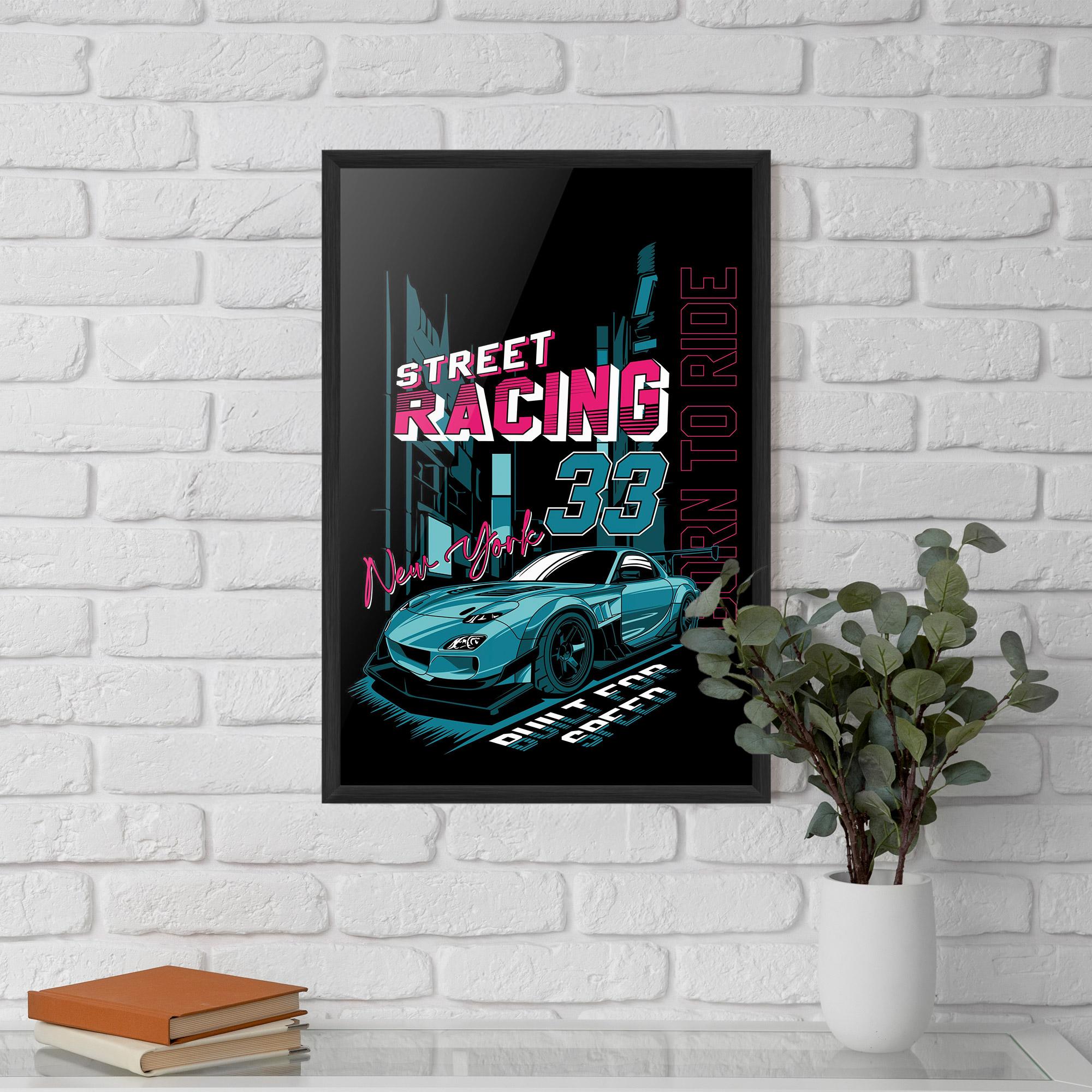 Poster Înrămat Blue Born To Ride mockup 5