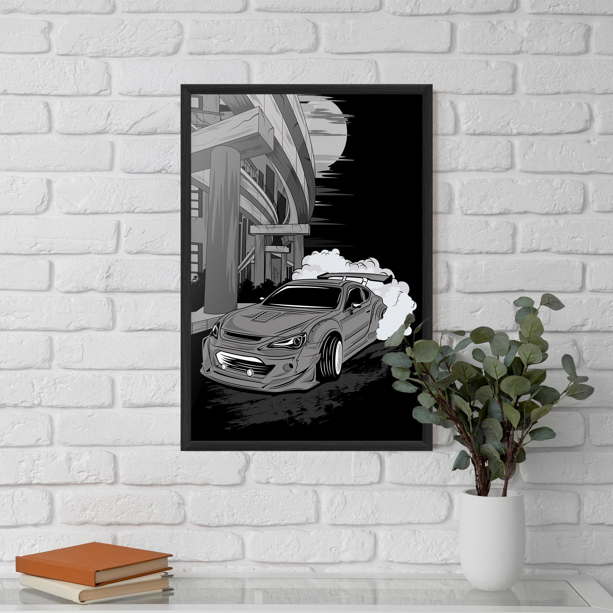 Poster Înrămat Grey Cool Car mockup 5