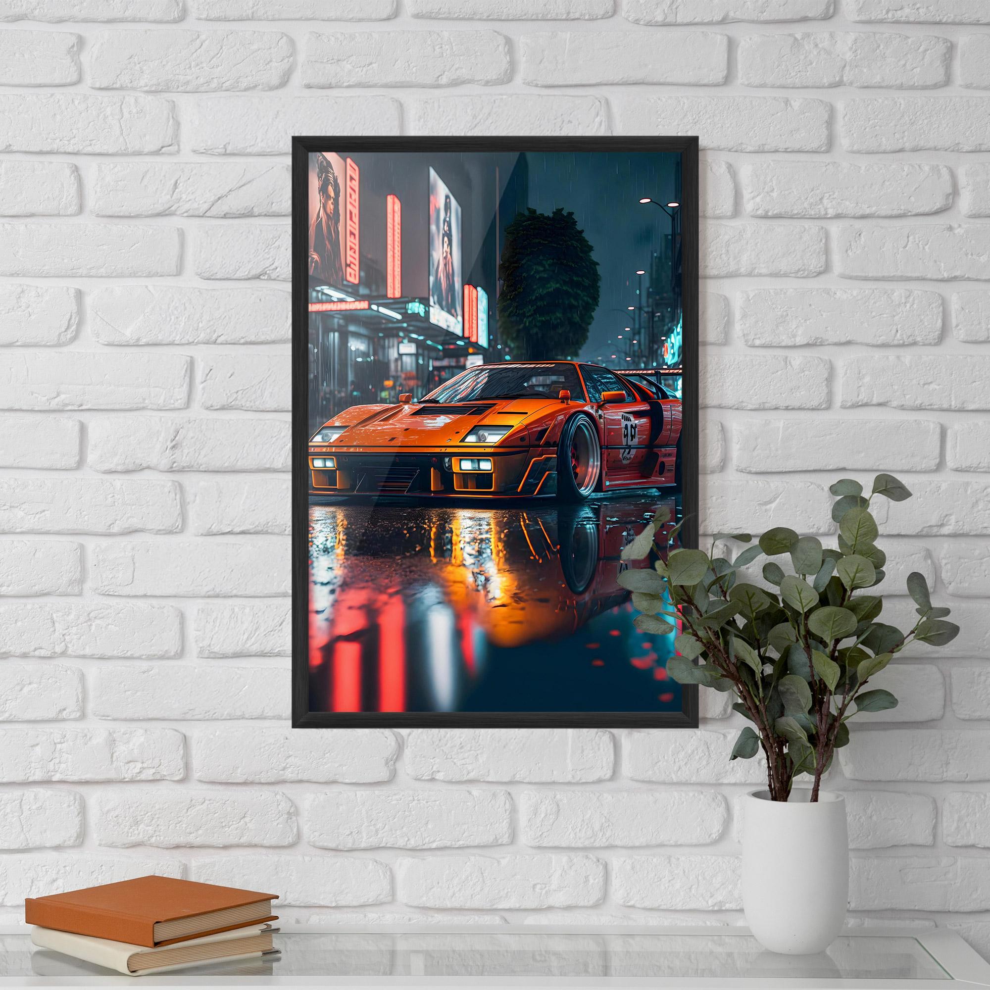 Poster Înrămat Orange Super Car mockup 5