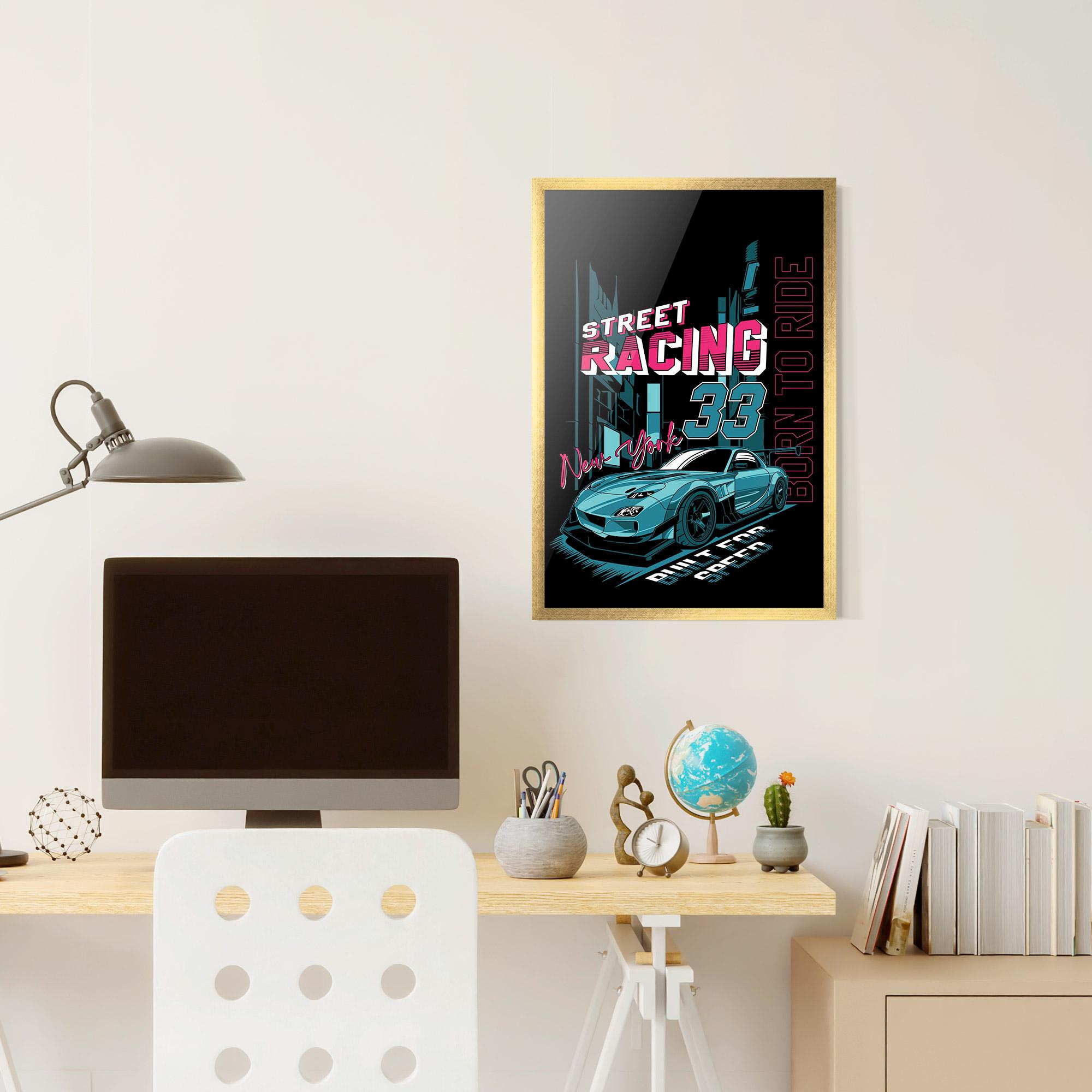 Poster Înrămat Blue Born To Ride mockup 6