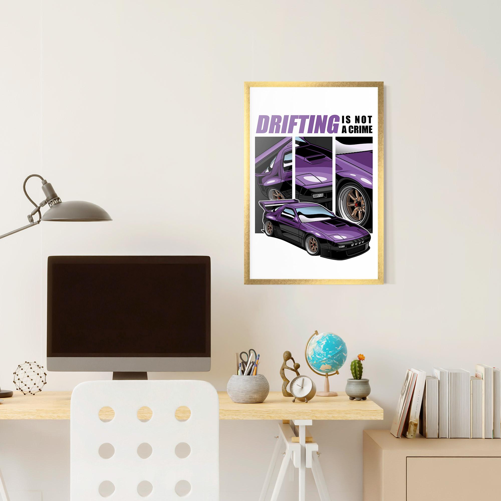 Poster Înrămat Drift Purple Car mockup 6