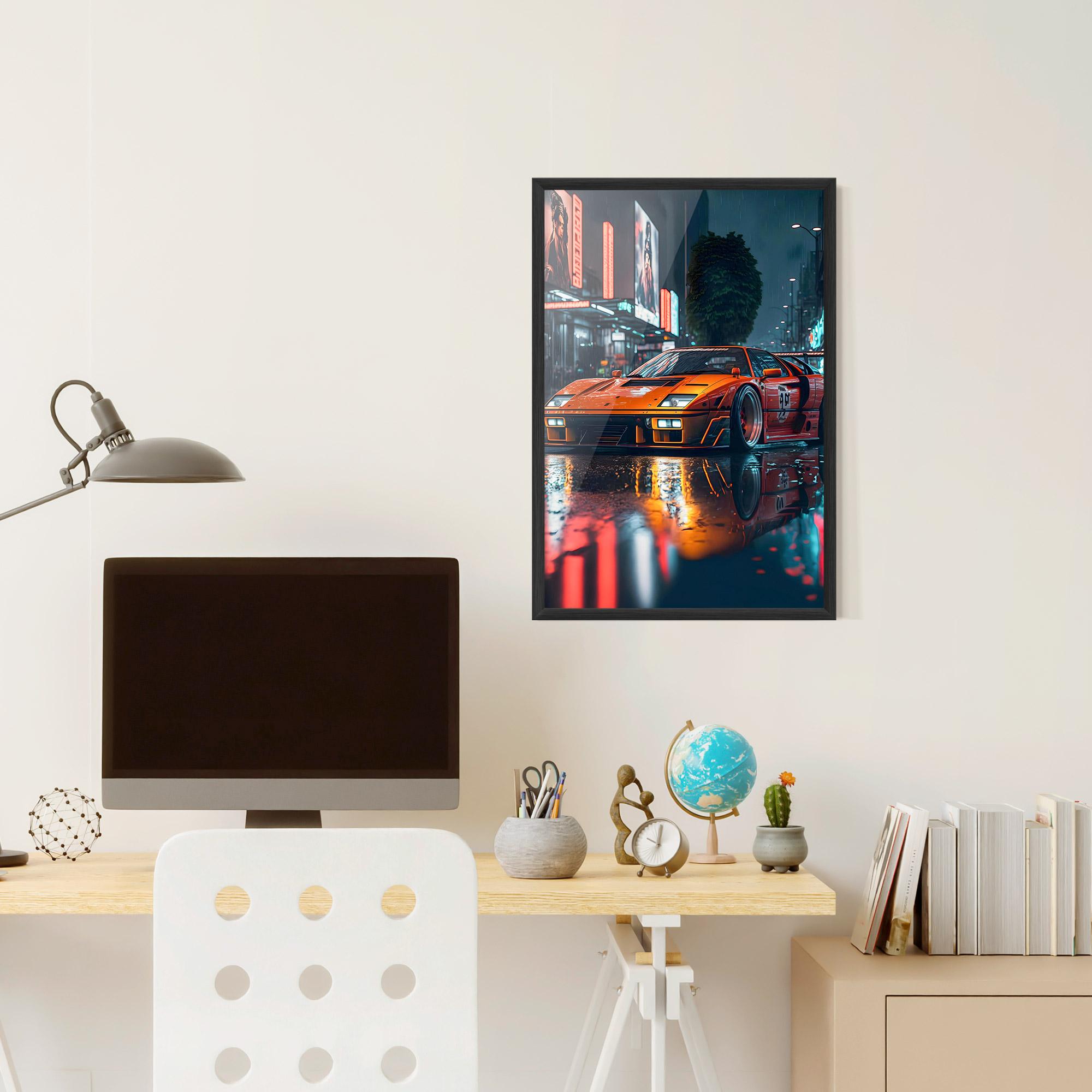 Poster Înrămat Orange Super Car mockup 6