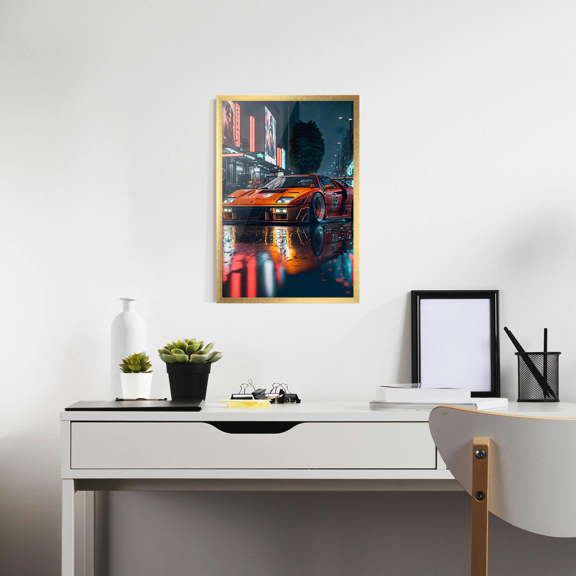 Poster Înrămat Orange Super Car mockup 7