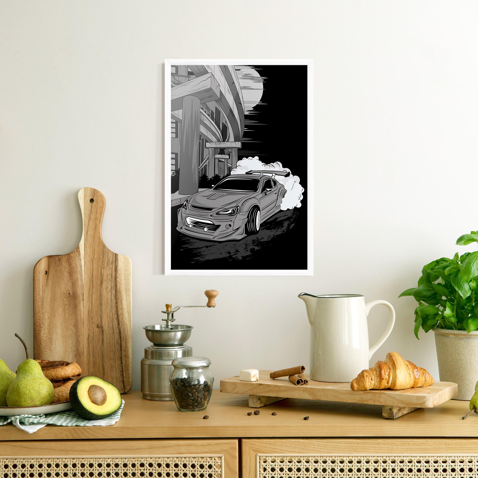 Poster Înrămat Grey Cool Car mockup 8