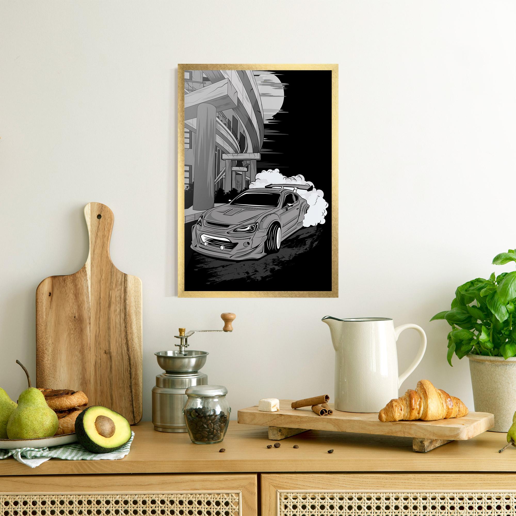 Poster Înrămat Grey Cool Car mockup 8