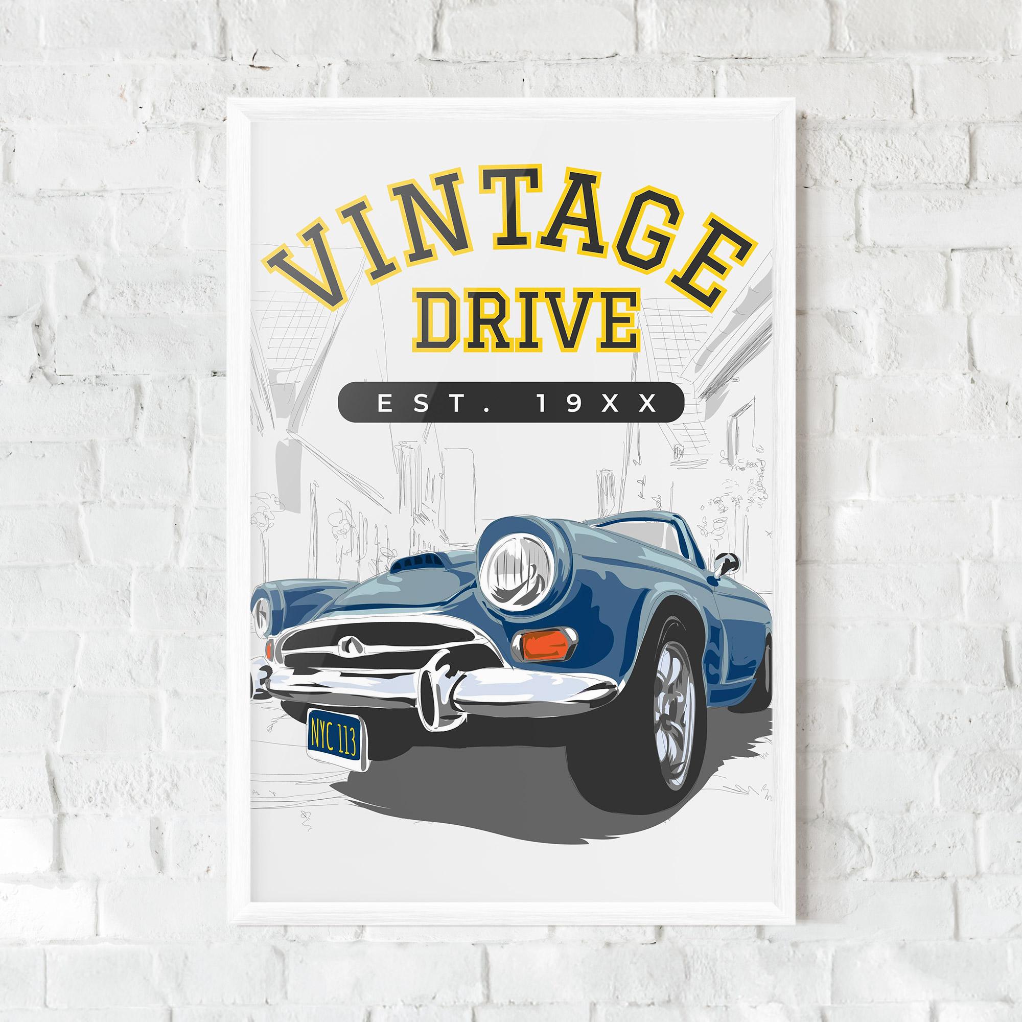 Poster Înrămat Vintage Drive mockup 0