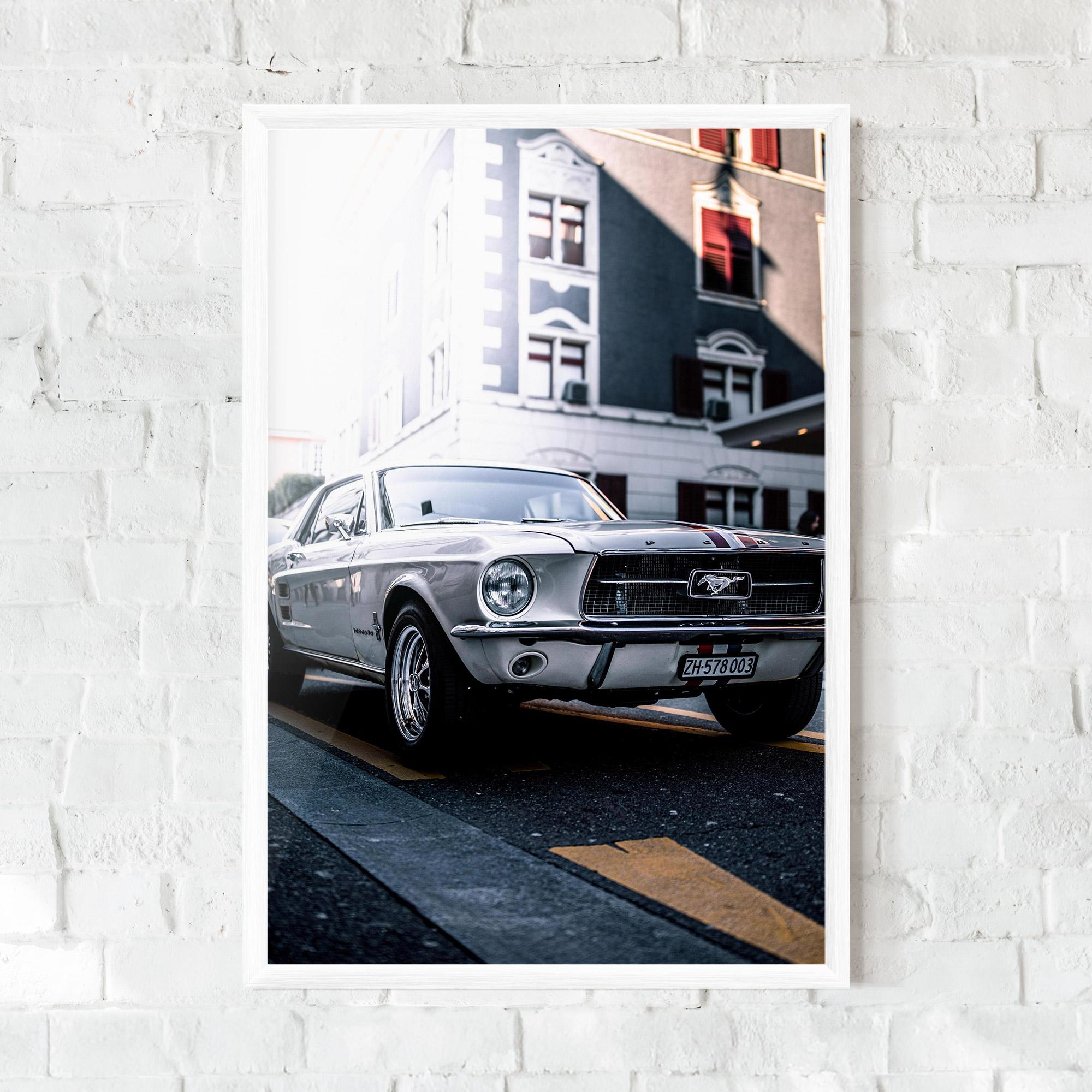 Poster Înrămat Vintage White Car mockup 0