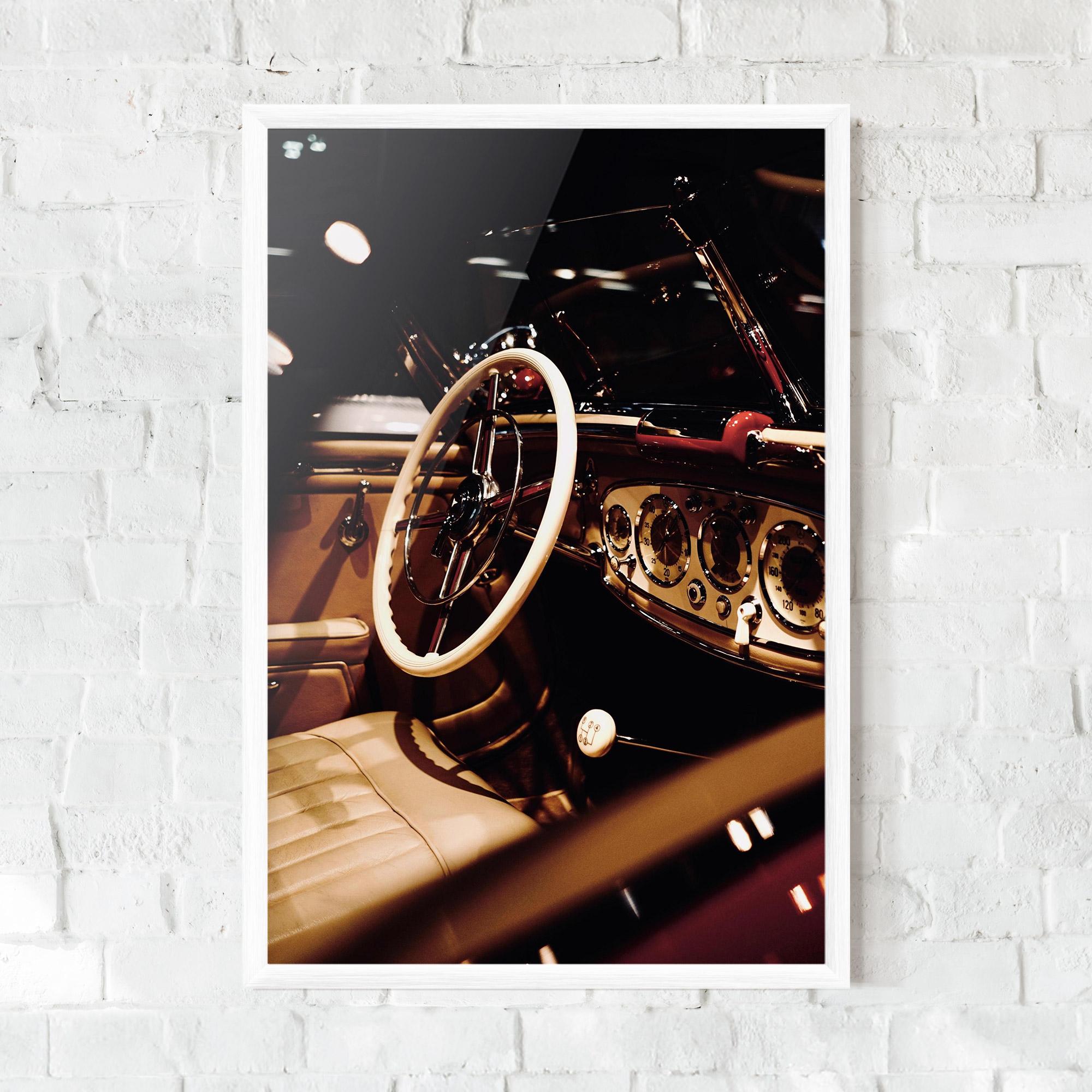 Poster Înrămat White Steering Wheel mockup 0