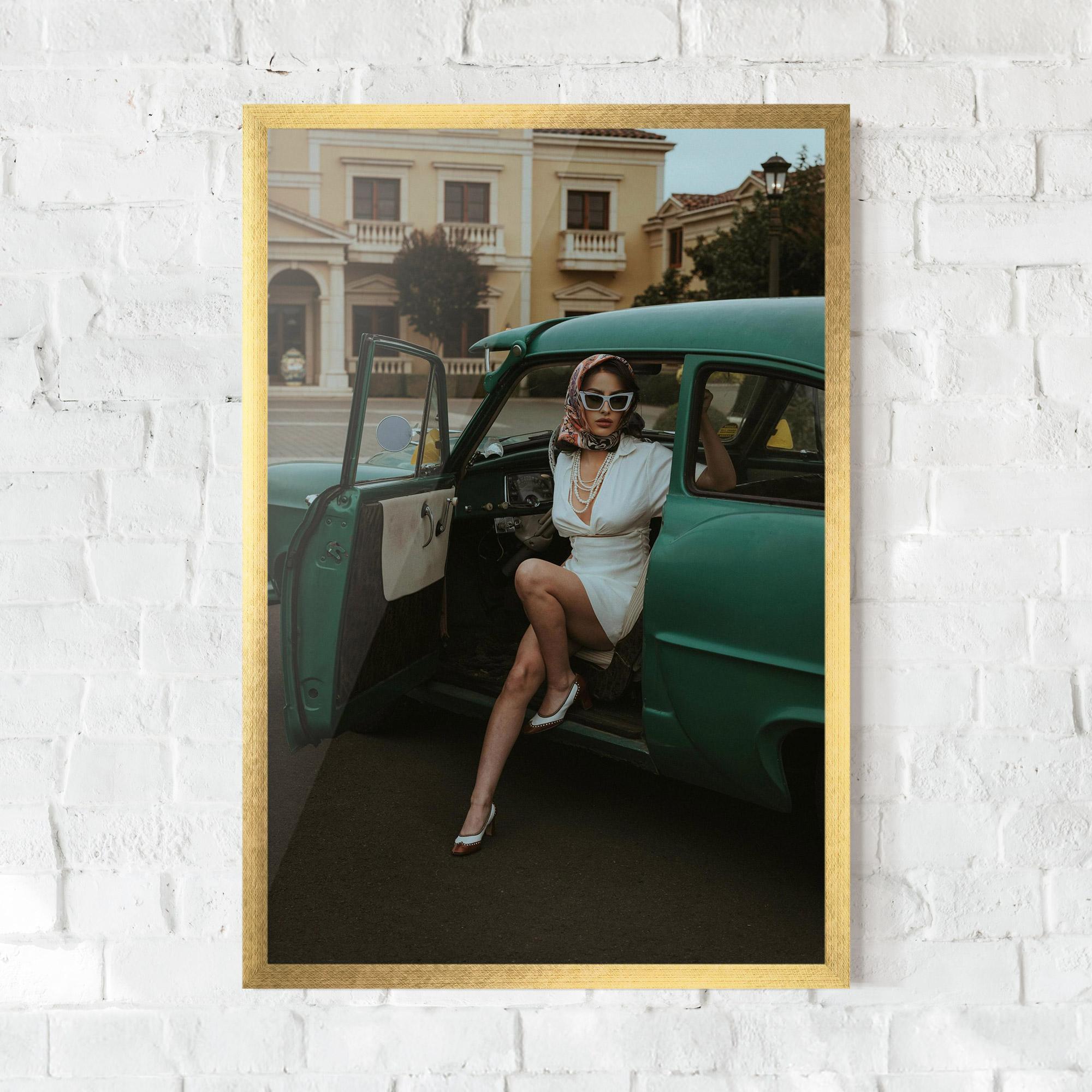 Poster Înrămat Lady Vintage Cat mockup 0