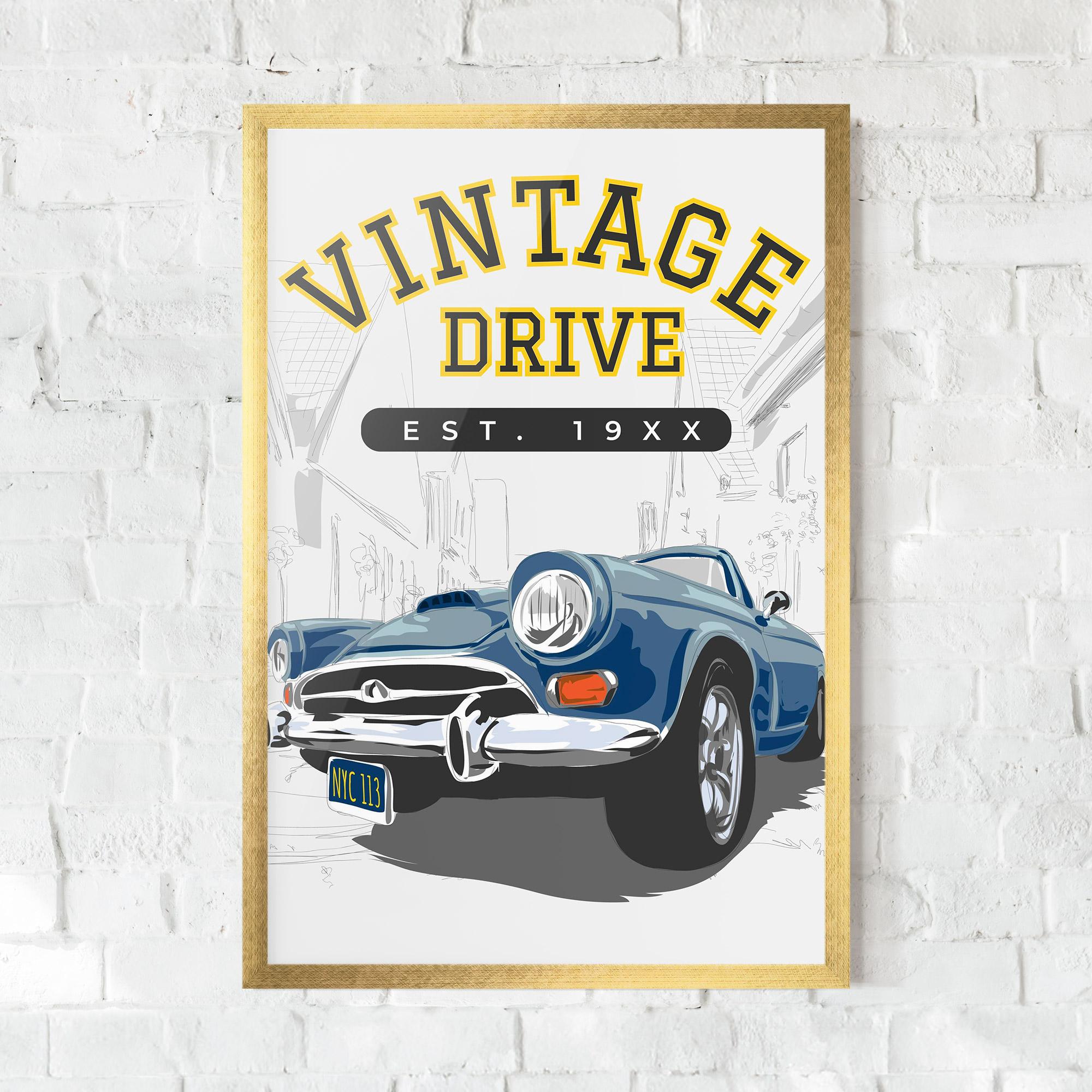 Poster Înrămat Vintage Drive mockup 0
