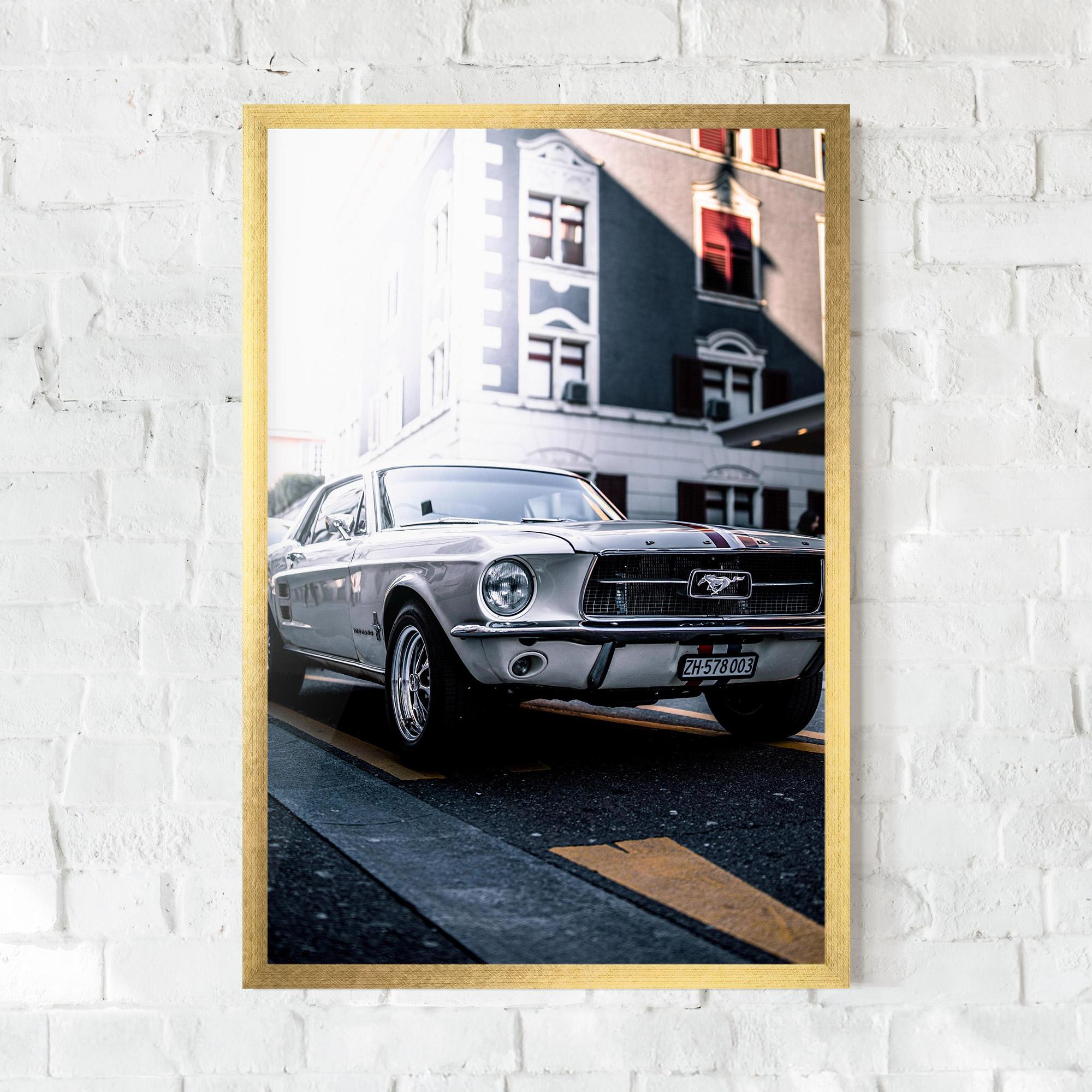 Poster Înrămat Vintage White Car mockup 0