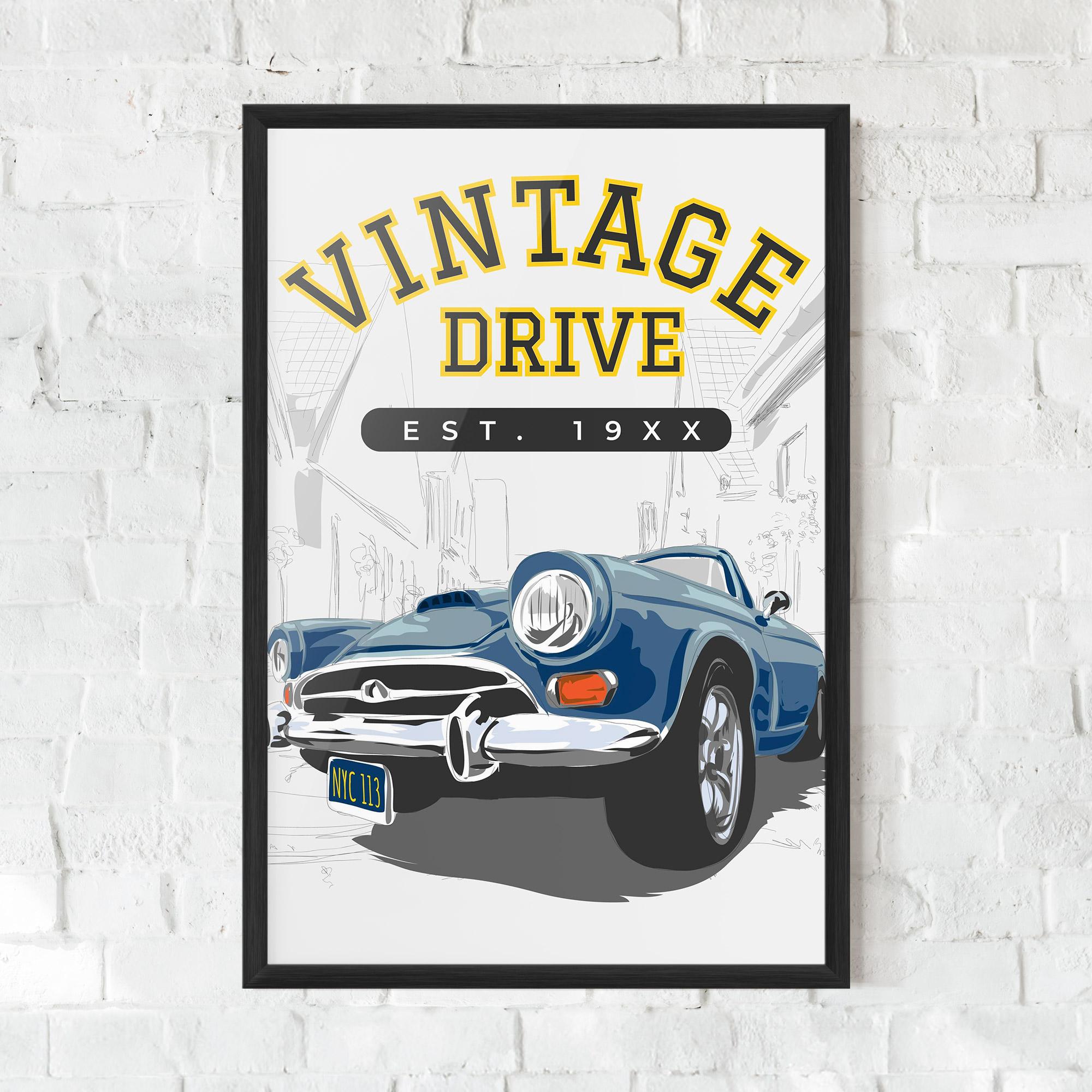 Poster Înrămat Vintage Drive mockup 0