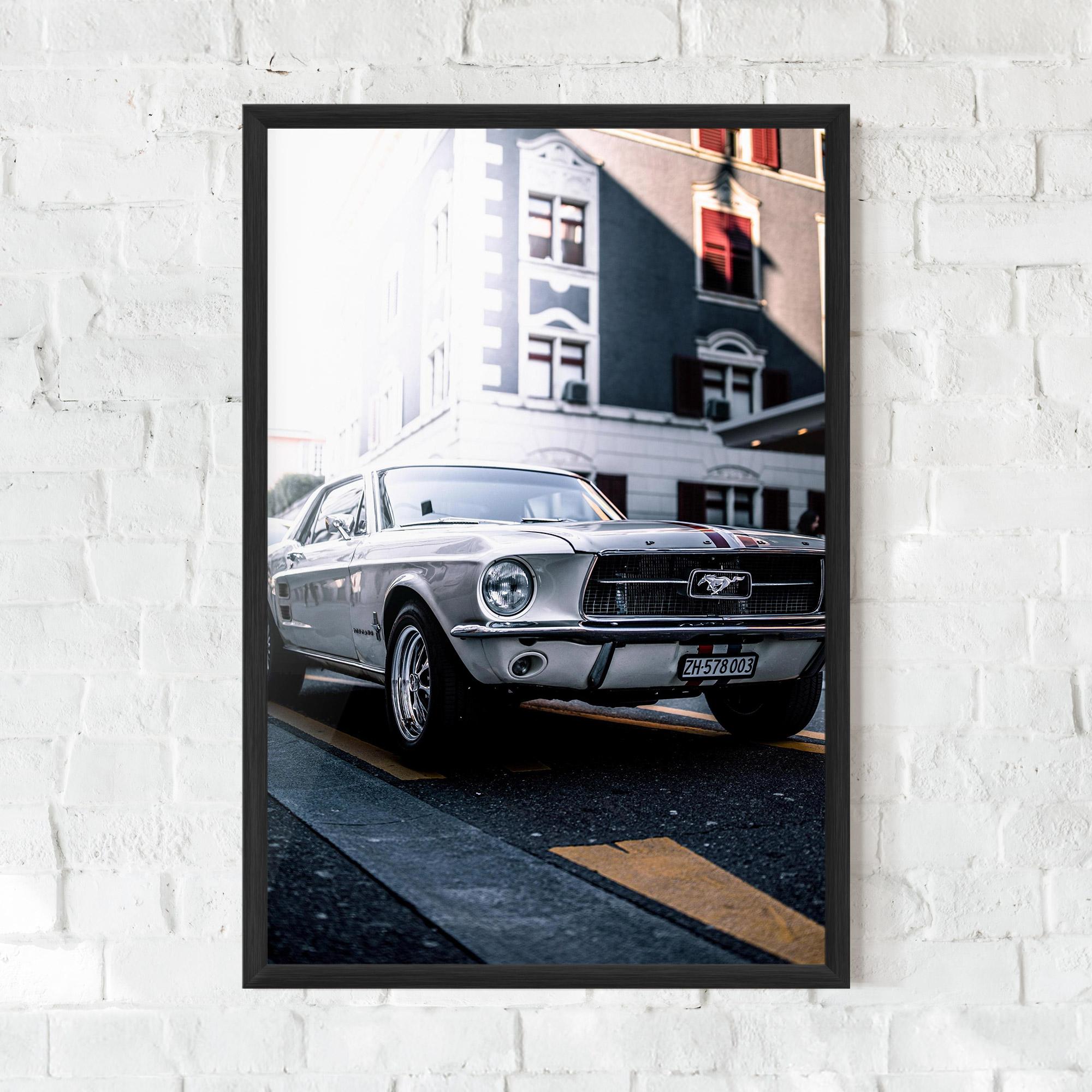 Poster Înrămat Vintage White Car mockup 0
