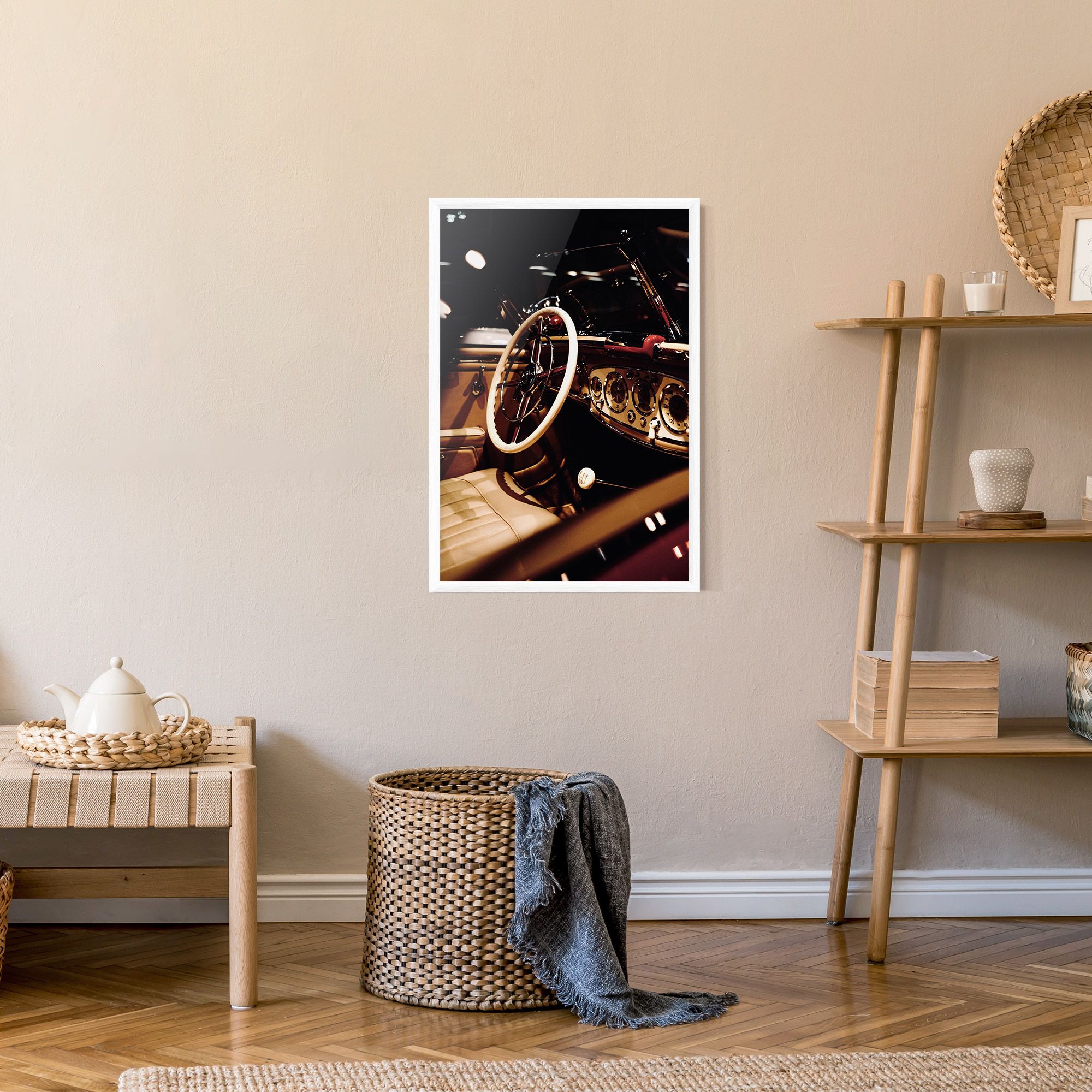 White Steering Wheel mockup 9