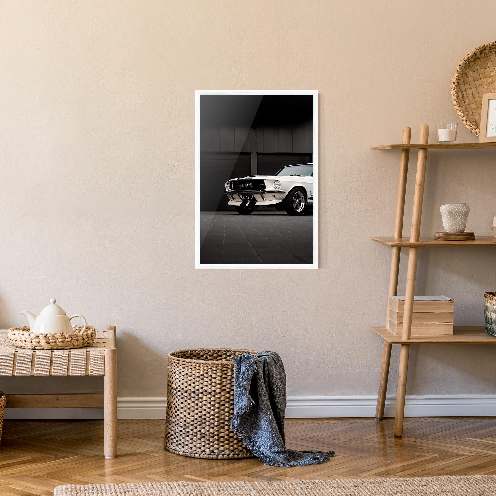 Poster Înrămat White Vintage Car mockup 9