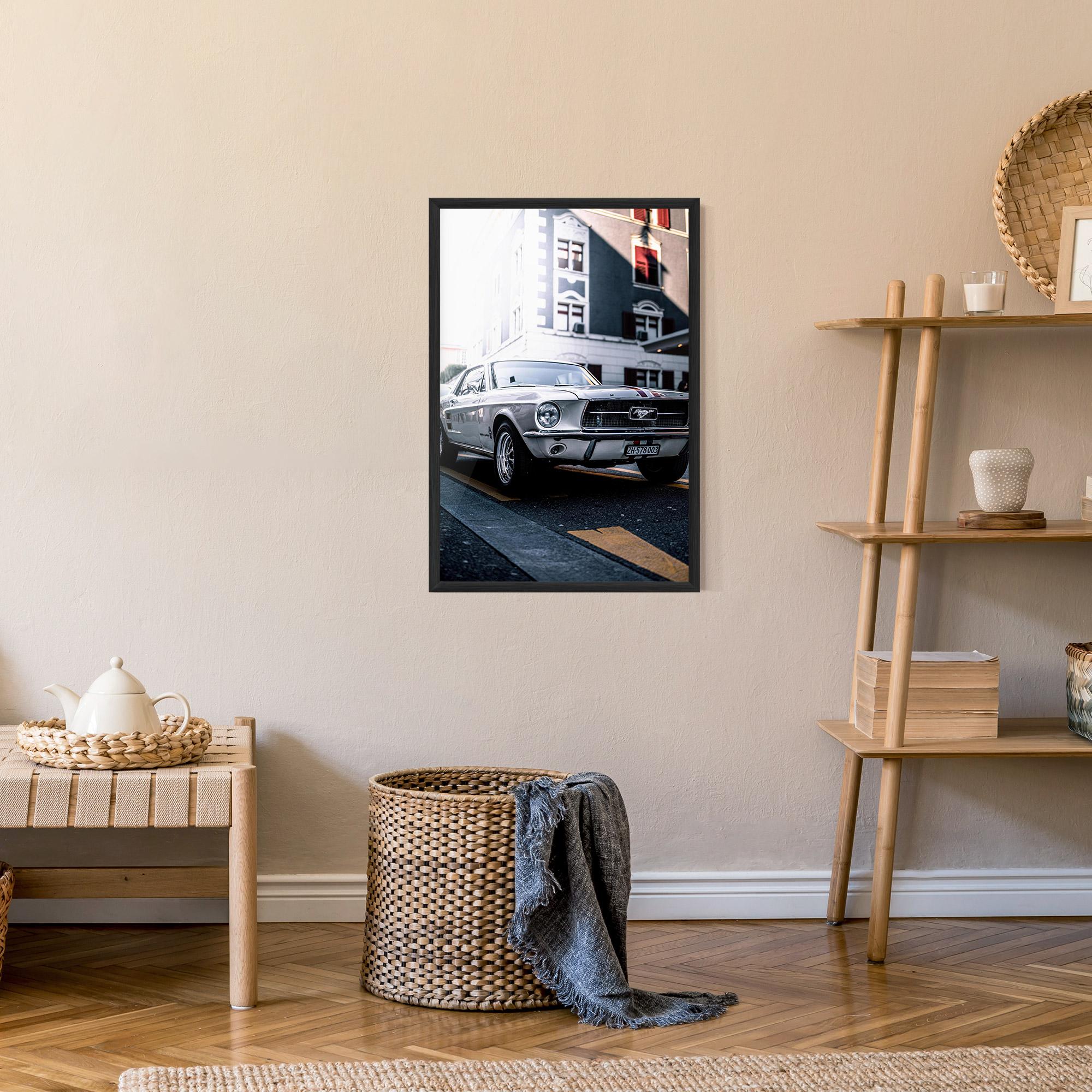 Poster Înrămat Vintage White Car mockup 9