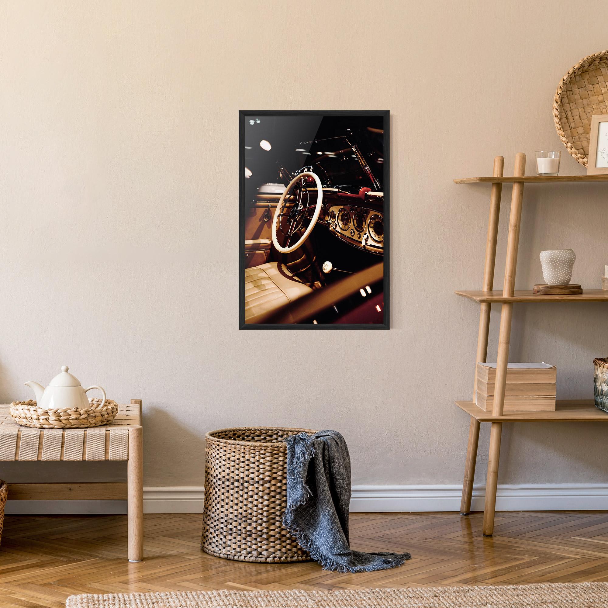 Poster Înrămat White Steering Wheel mockup 9