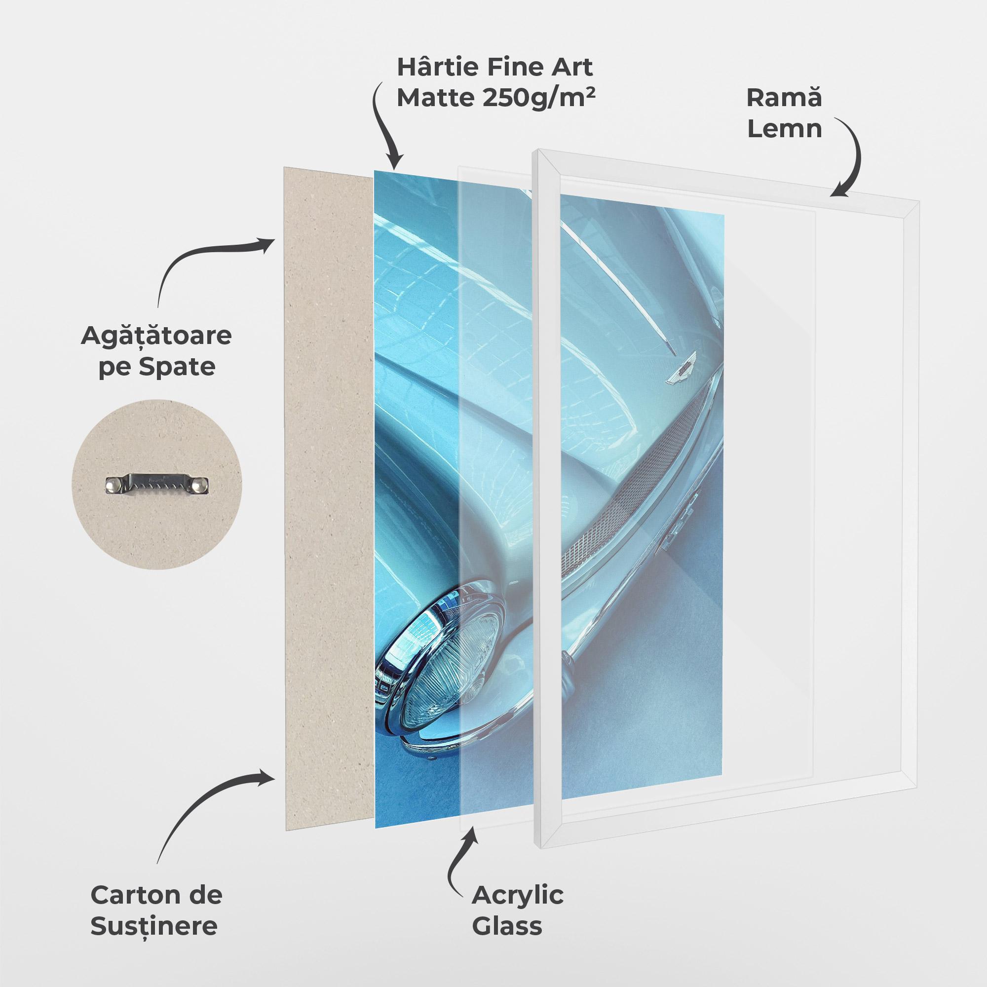 Poster Înrămat Blue Light Car mockup 1