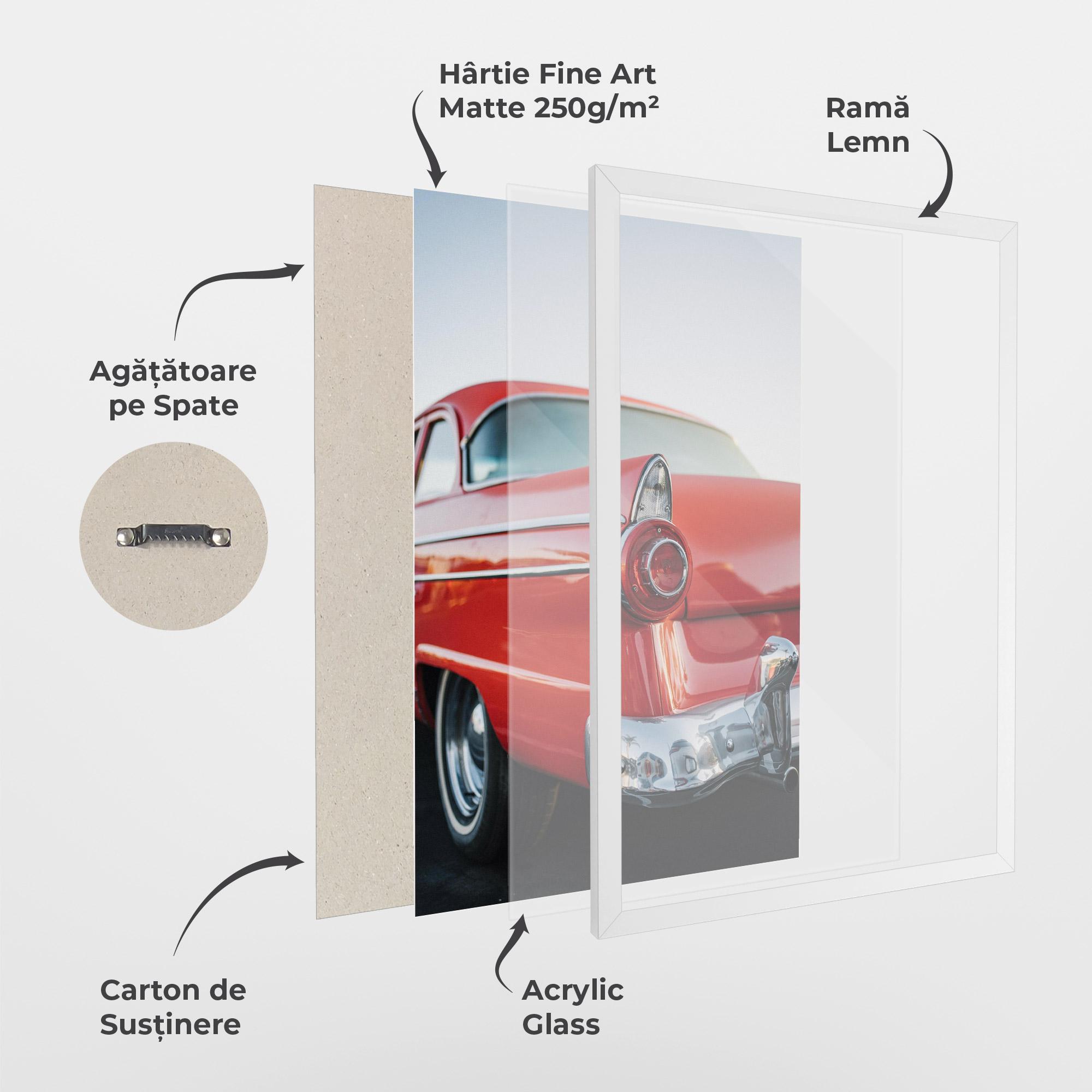 Poster Înrămat Car Classic Red mockup 1
