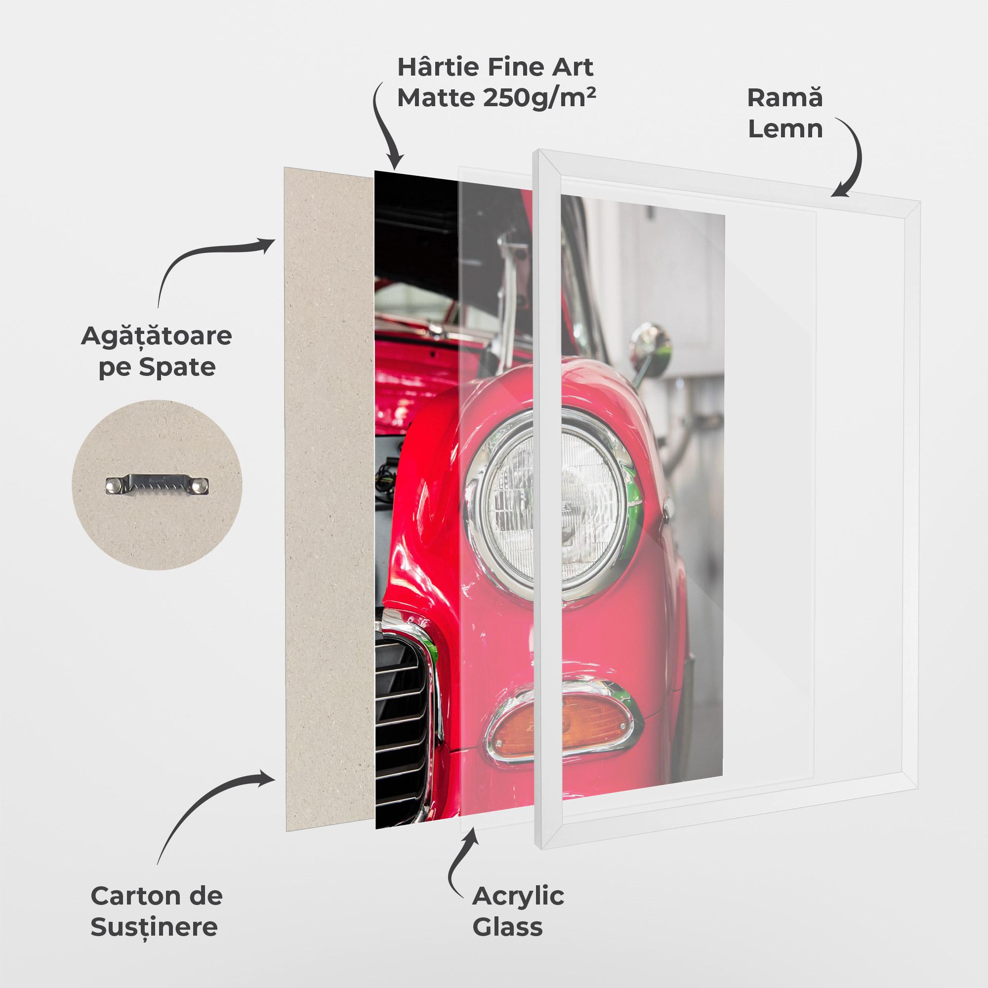 Poster Înrămat Closeup Red Car mockup 1