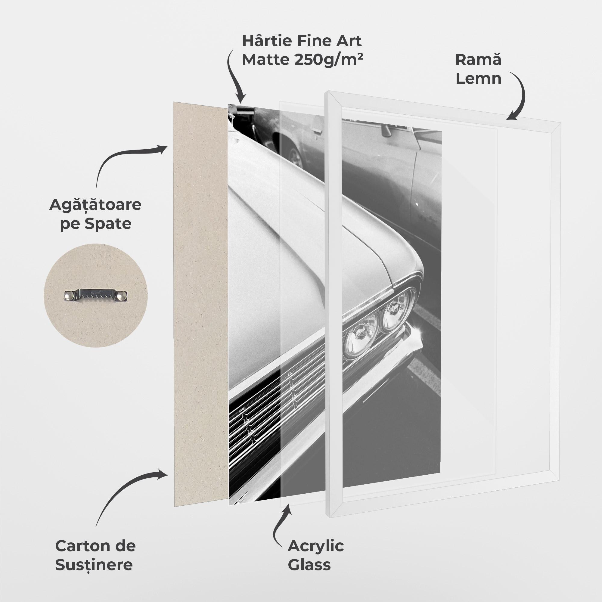 Poster Înrămat Grey Vintage Car mockup 1