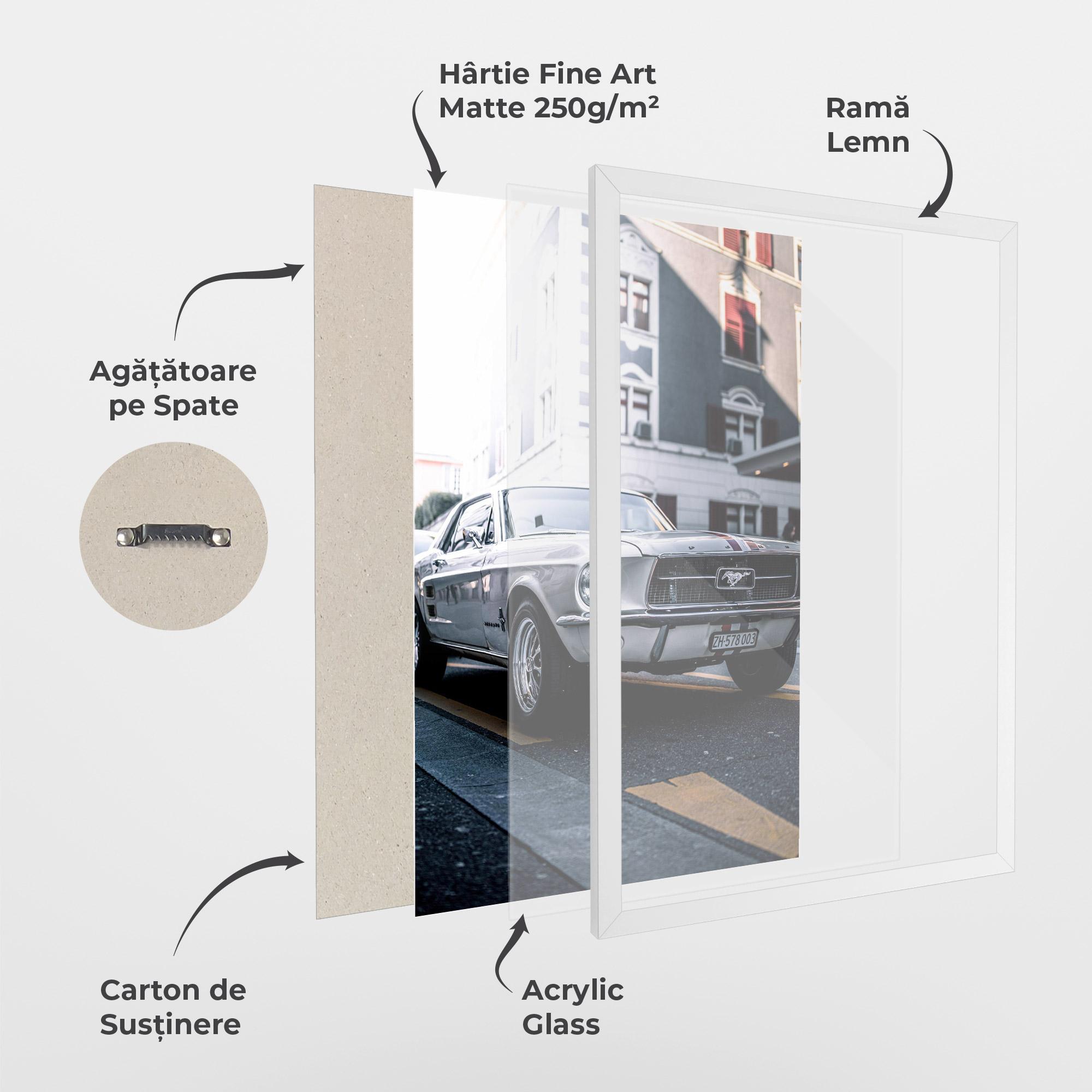 Poster Înrămat Vintage White Car mockup 1