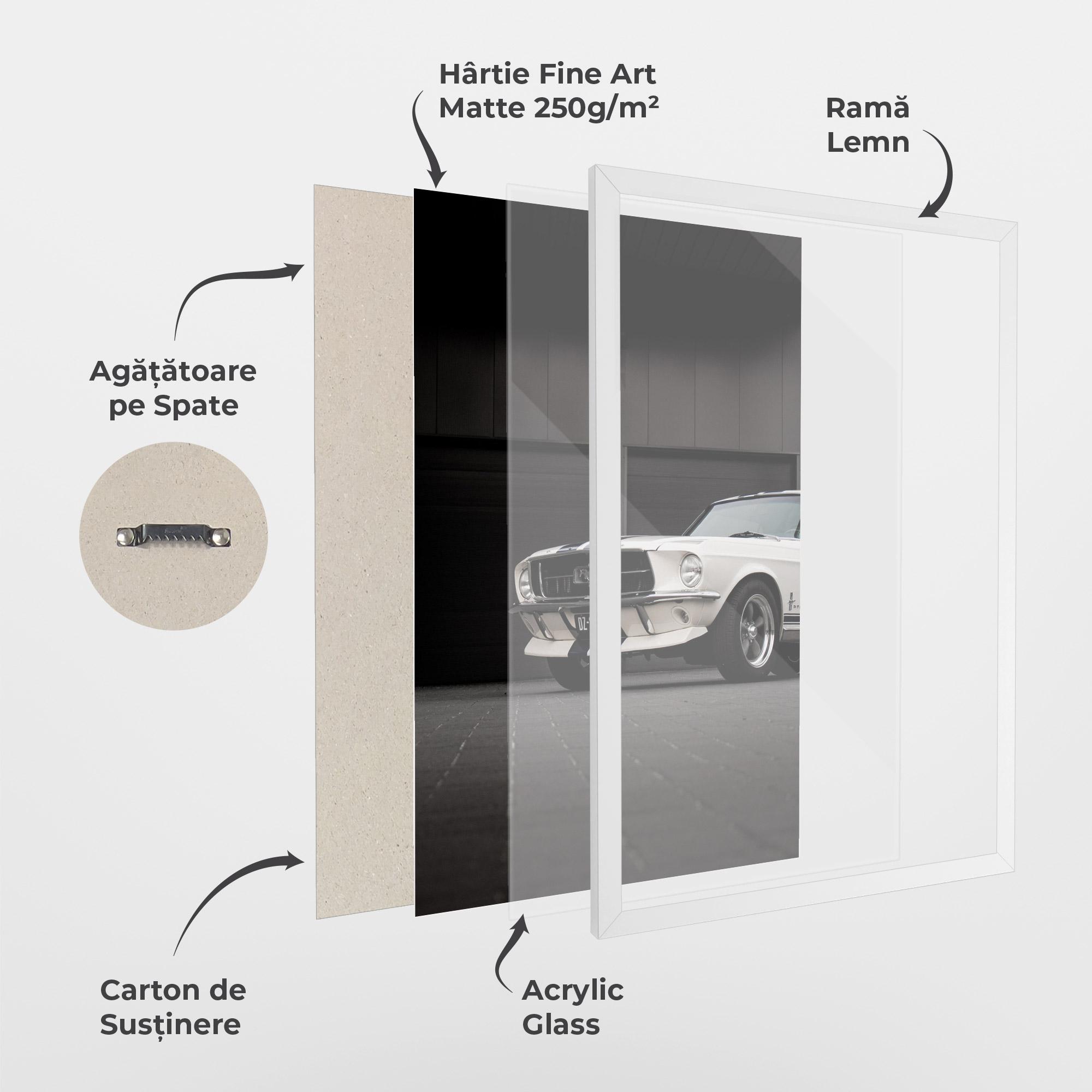 Poster Înrămat White Vintage Car mockup 1