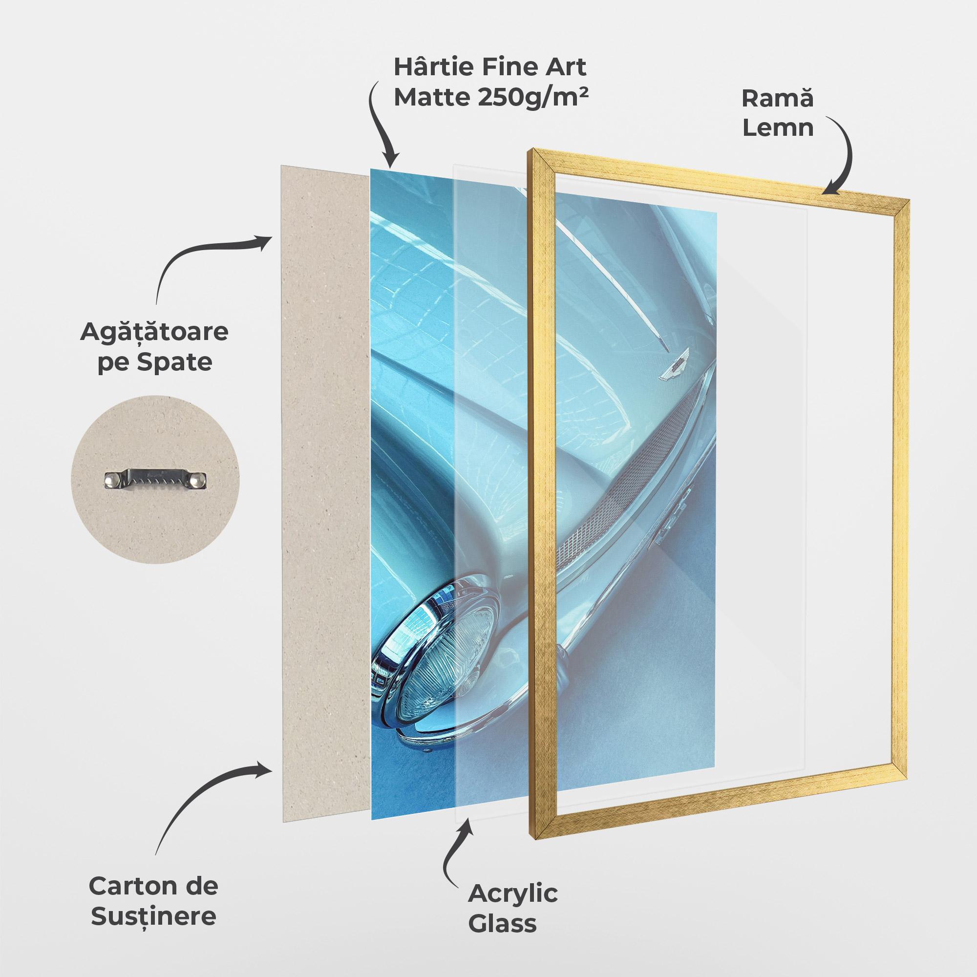 Poster Înrămat Blue Light Car mockup 1