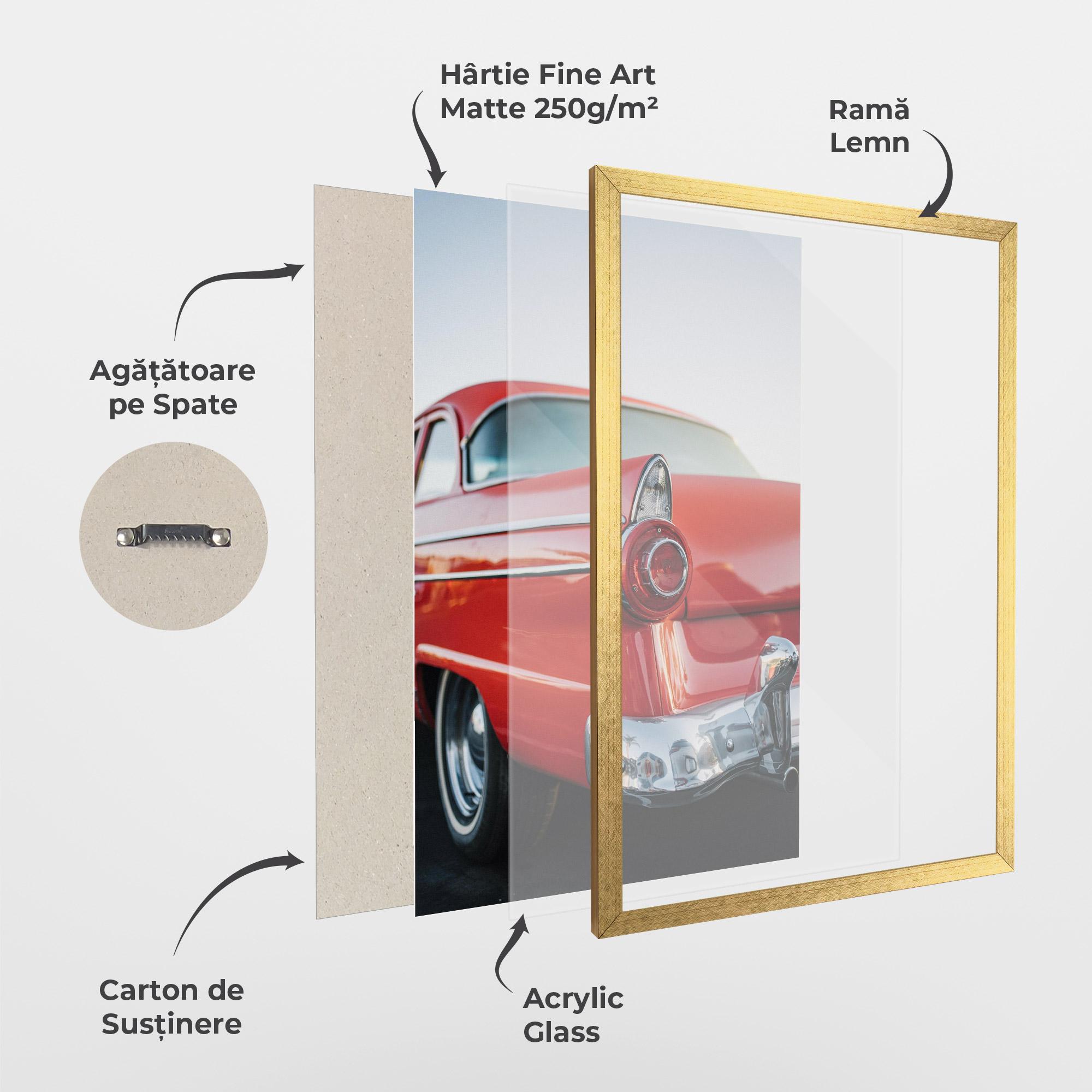 Poster Înrămat Car Classic Red mockup 1