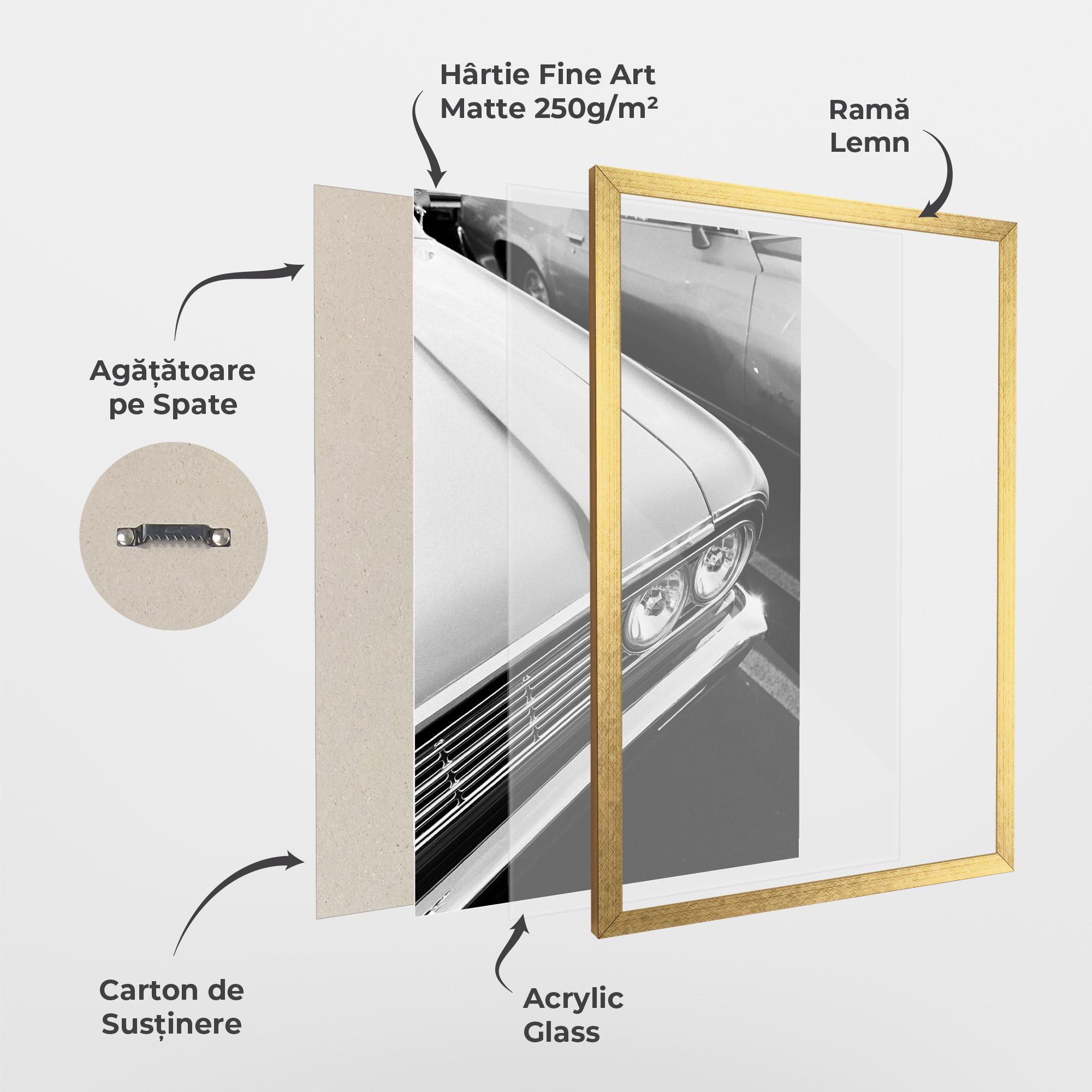 Poster Înrămat Grey Vintage Car mockup 1