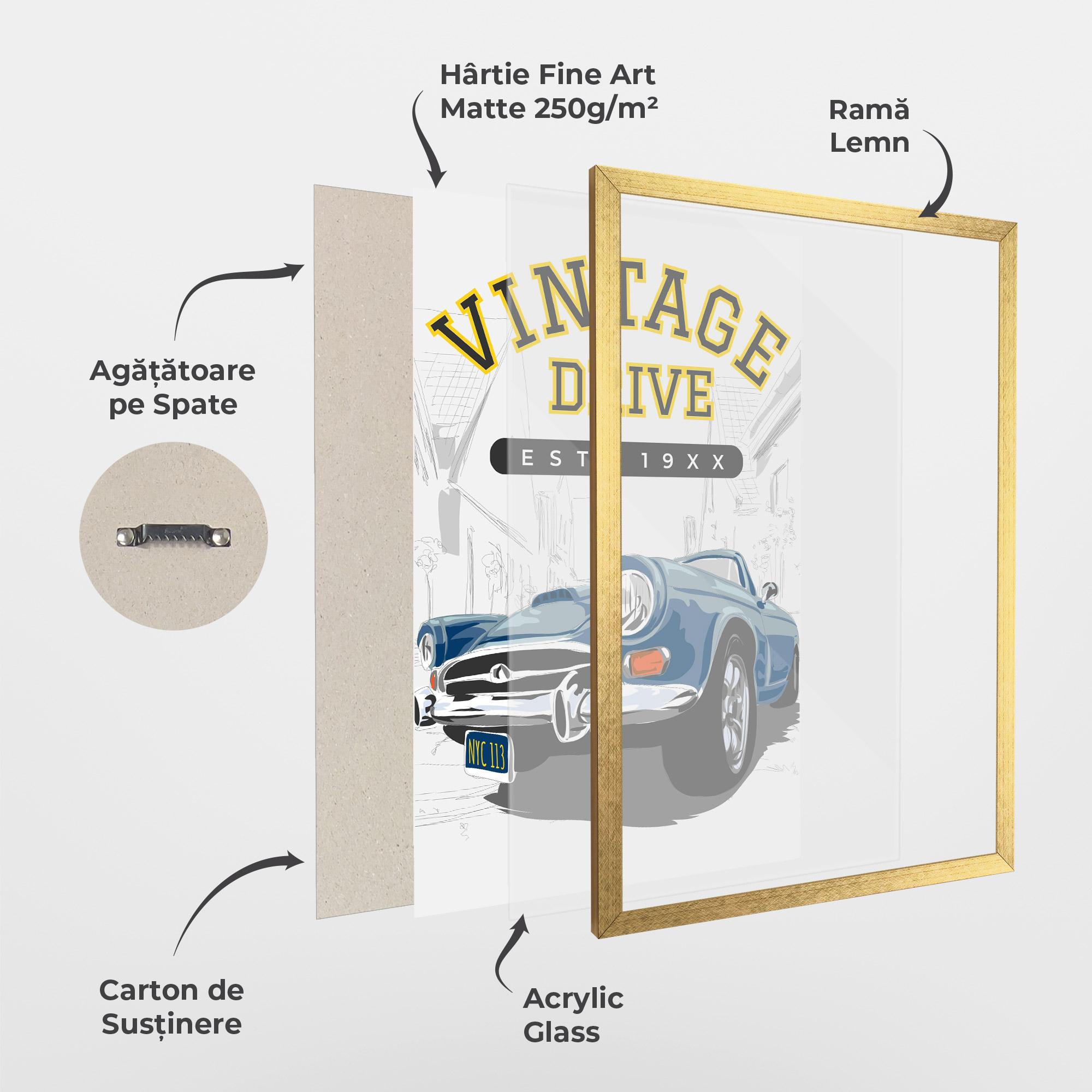 Poster Înrămat Vintage Drive mockup 1