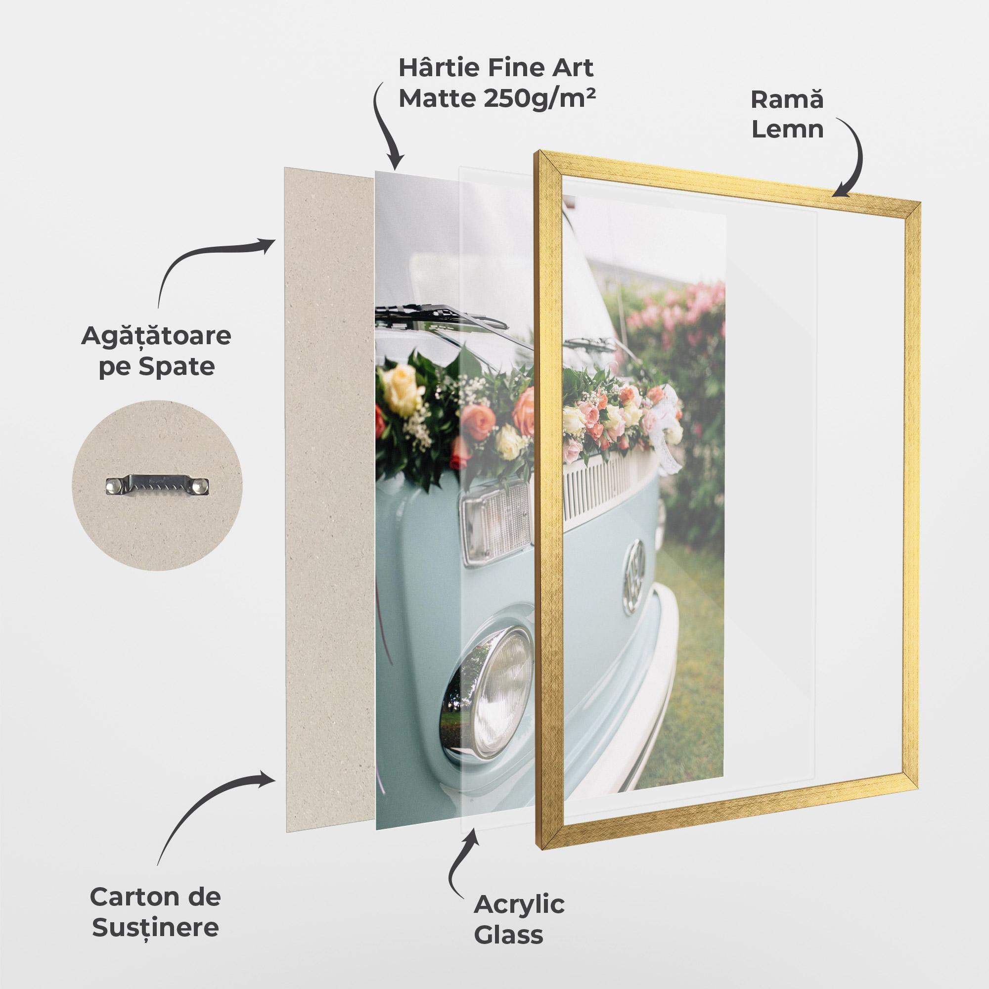 Poster Înrămat Vintage Rose Van mockup 1