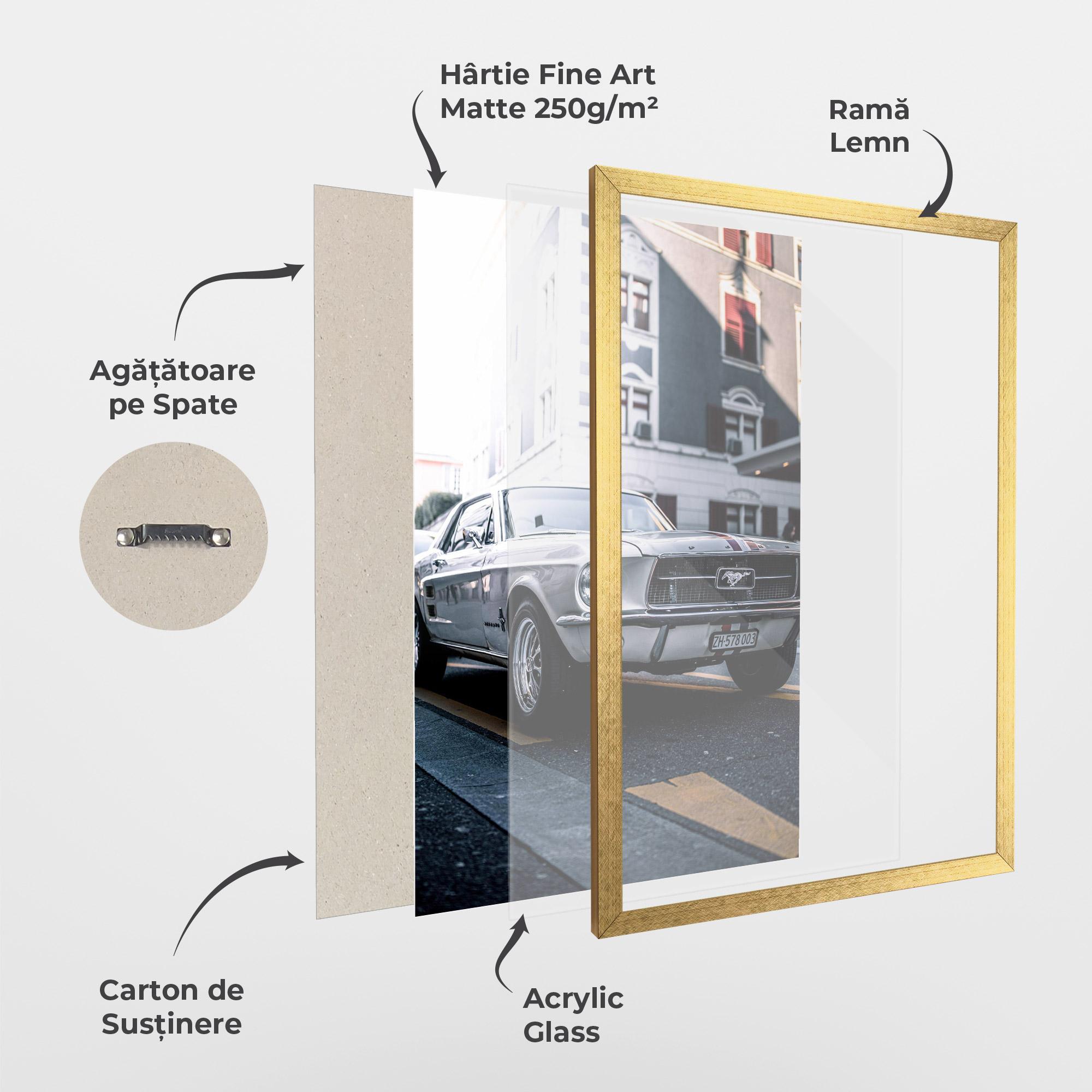 Poster Înrămat Vintage White Car mockup 1