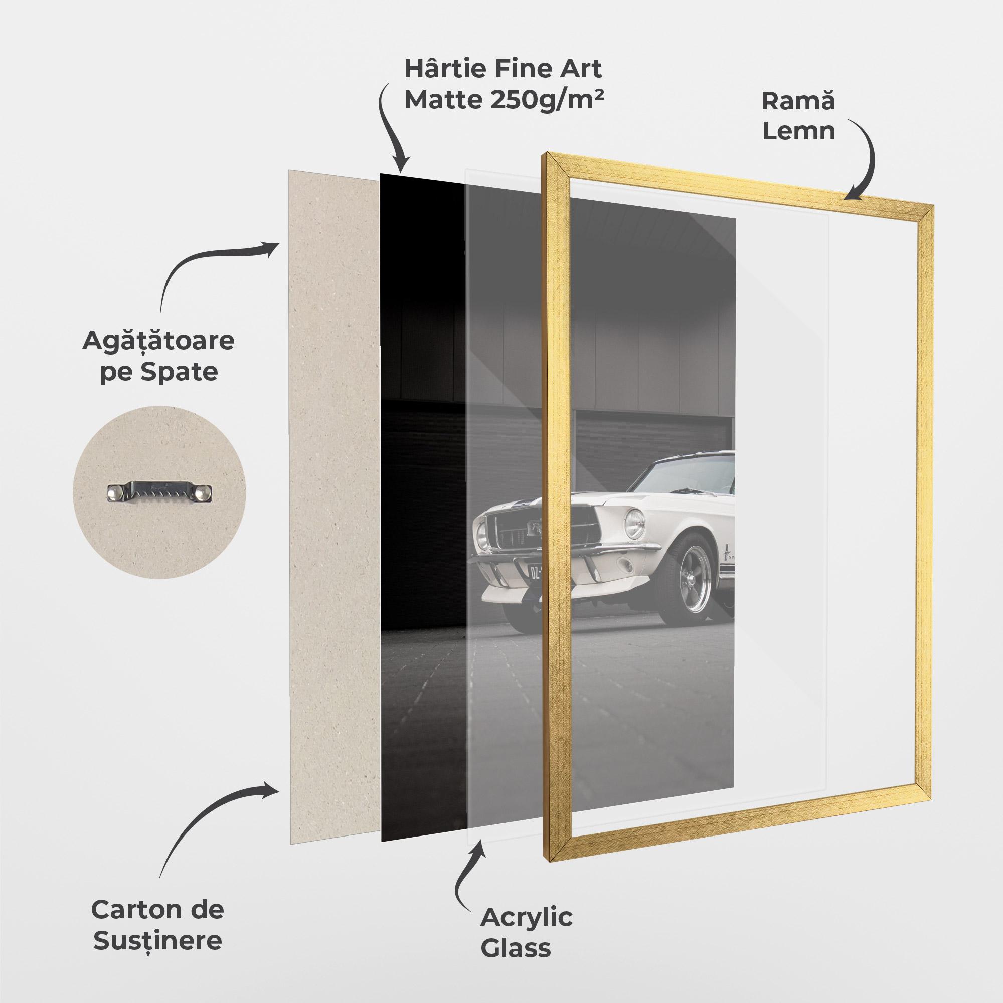 Poster Înrămat White Vintage Car mockup 1