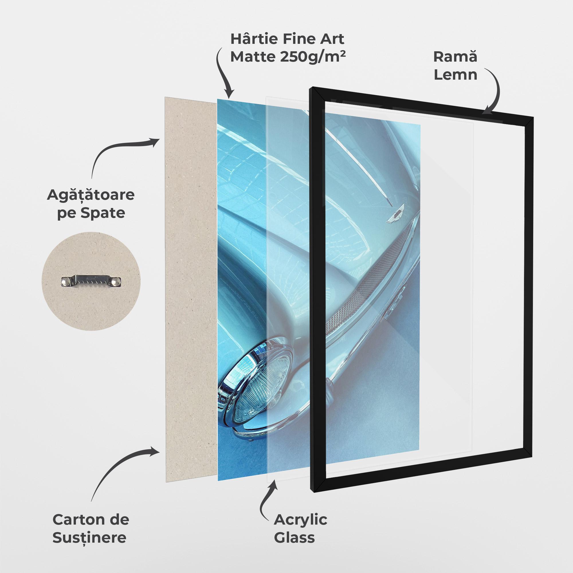 Poster Înrămat Blue Light Car mockup 1