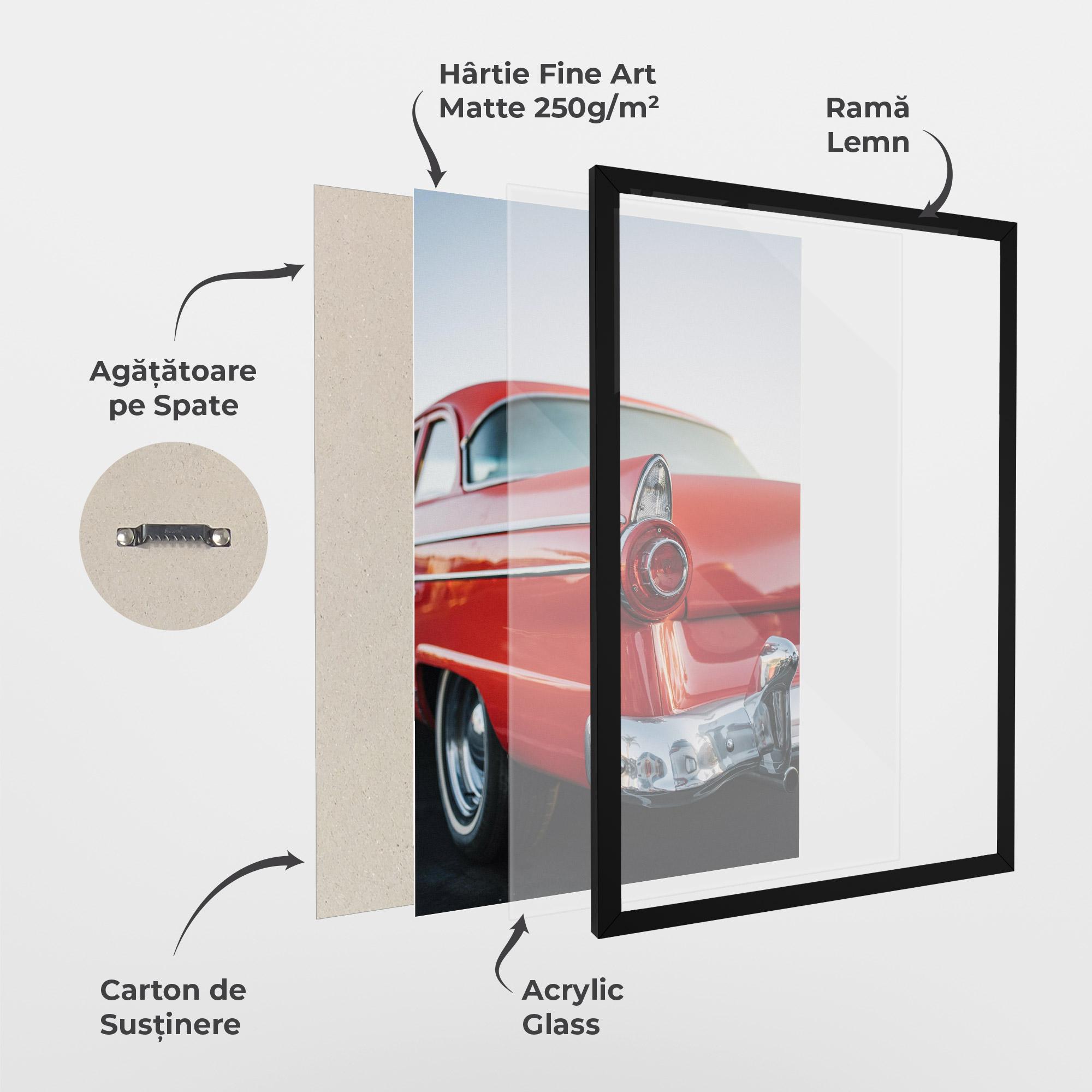 Poster Înrămat Car Classic Red mockup 1