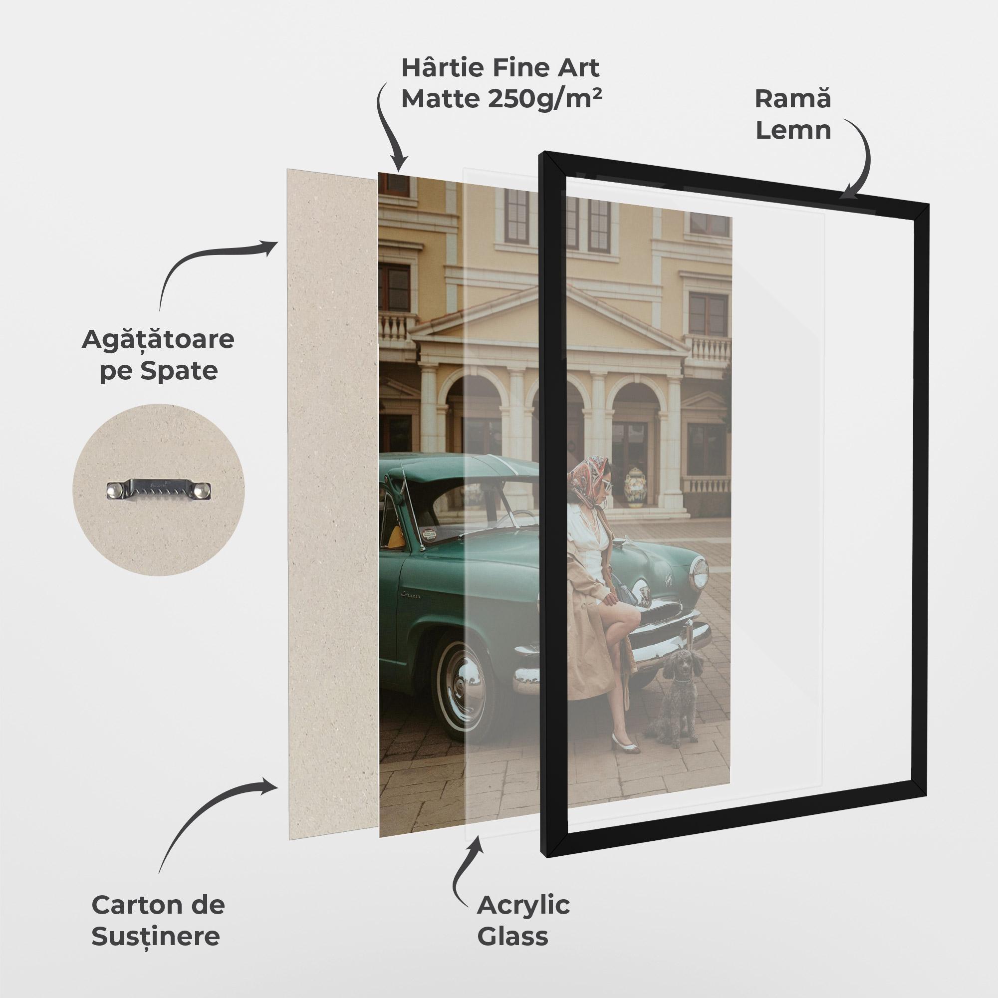 Poster Înrămat Vintage Lady Car mockup 1