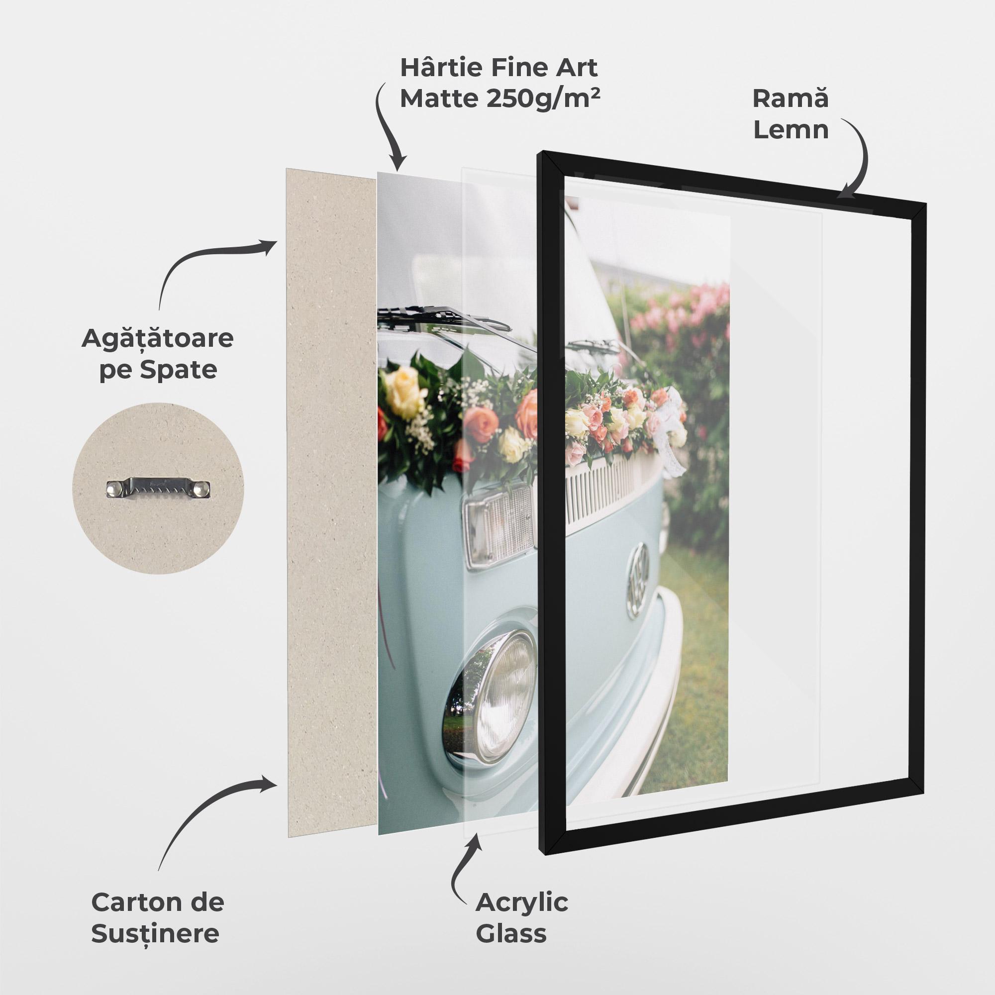 Poster Înrămat Vintage Rose Van mockup 1