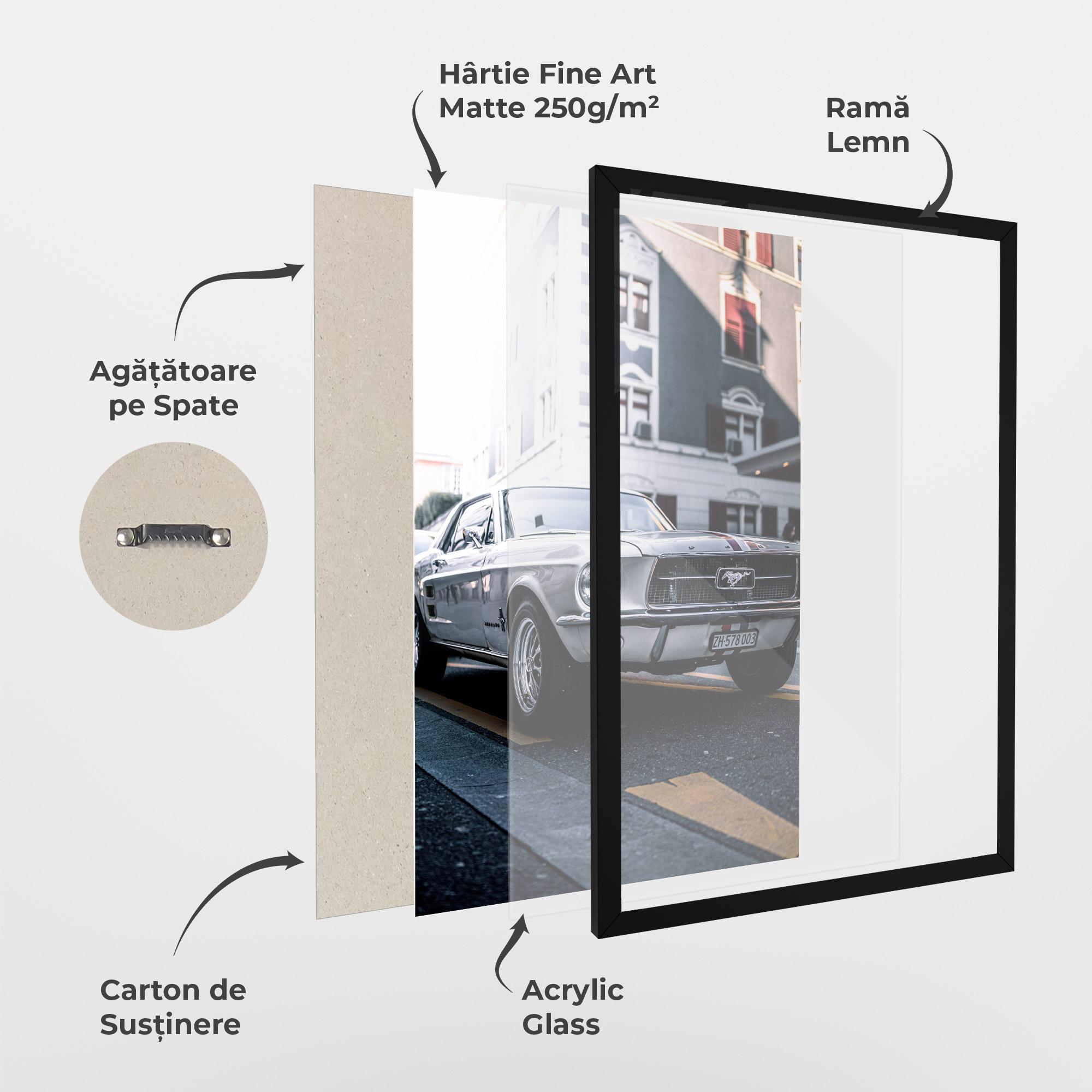 Poster Înrămat Vintage White Car mockup 1